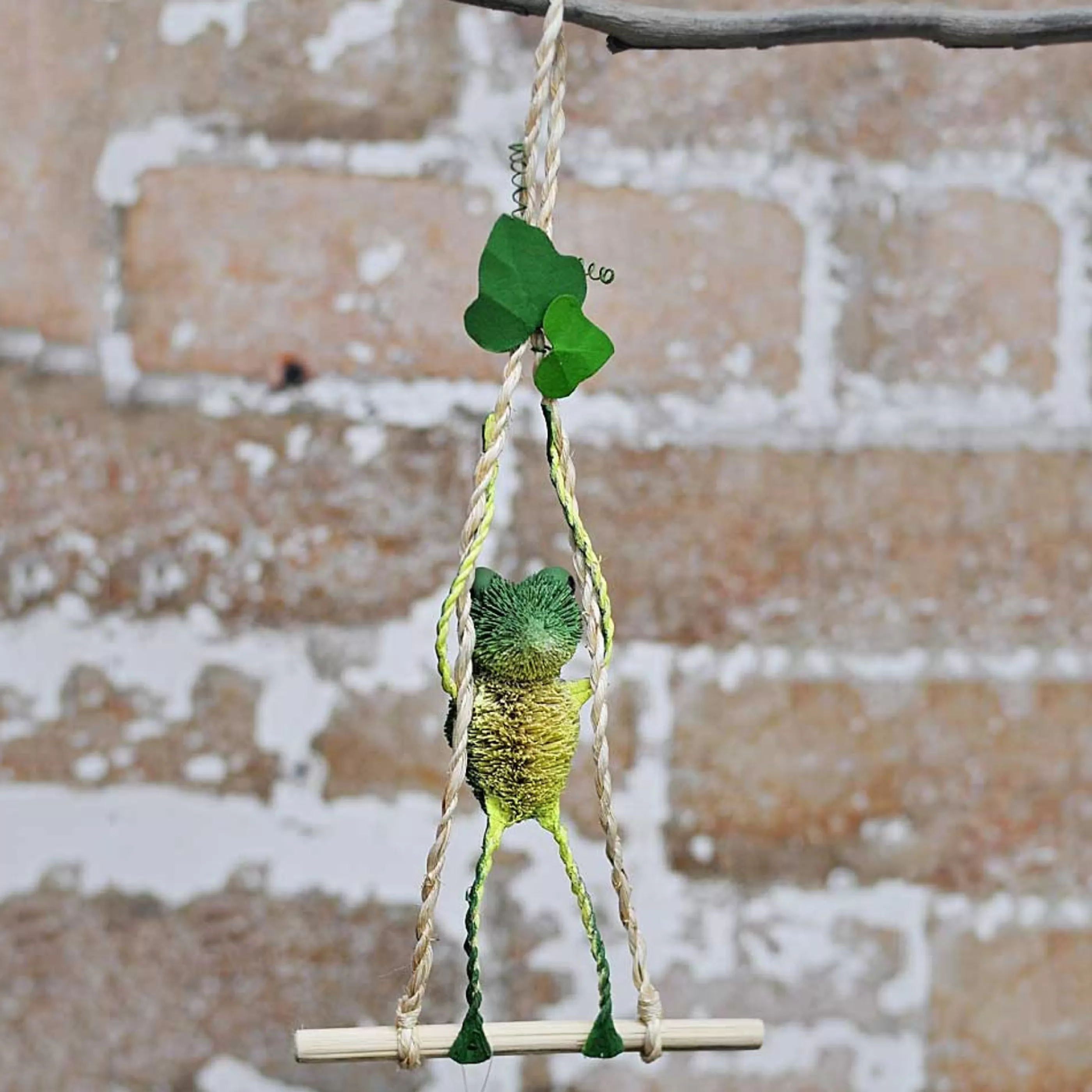 Easter Town Hanging Christmas Ornaments | Green Frog On Swing - 30Cm