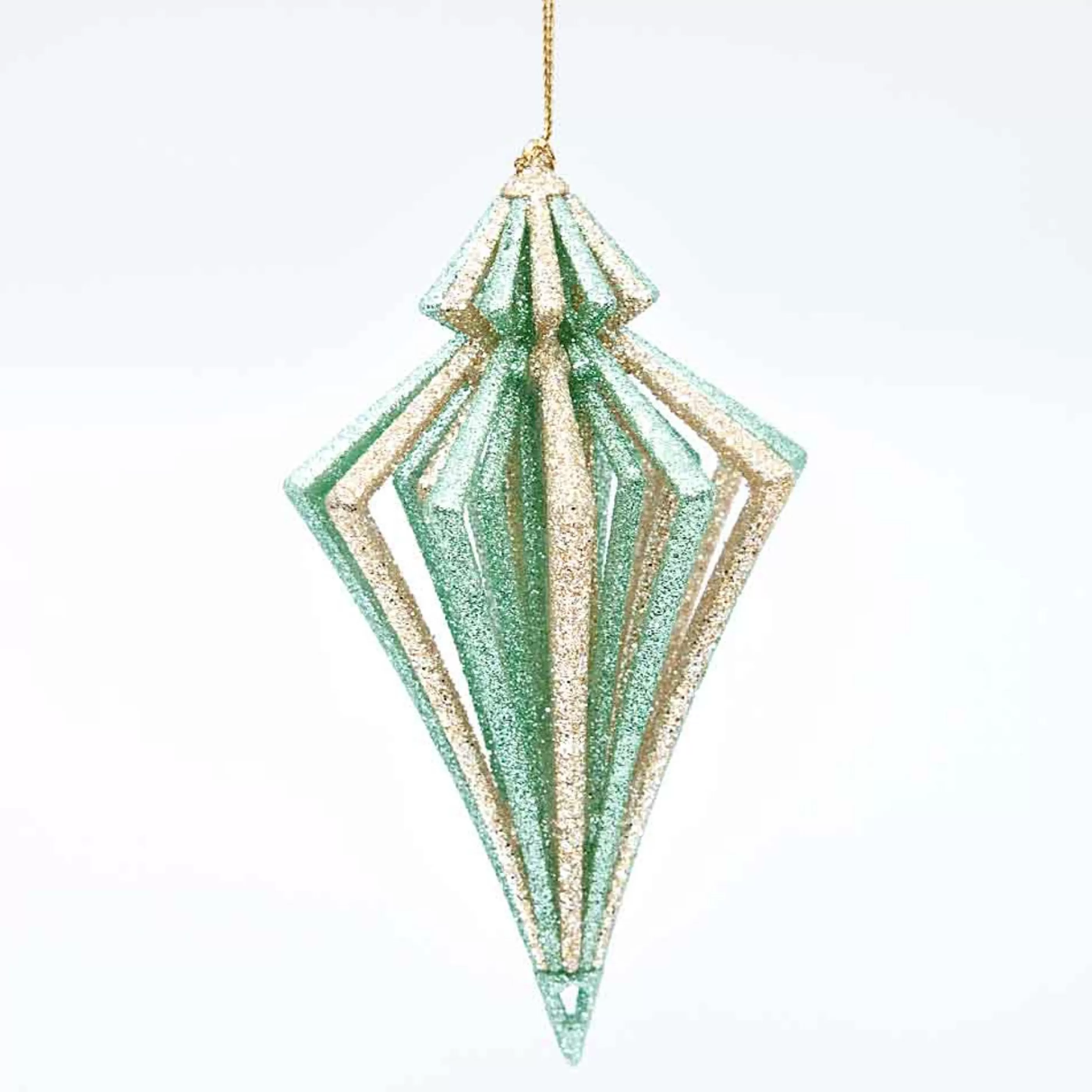 * Hanging Christmas Baubles | Green Layered Diamond Hanging Decoration -7.5Cm