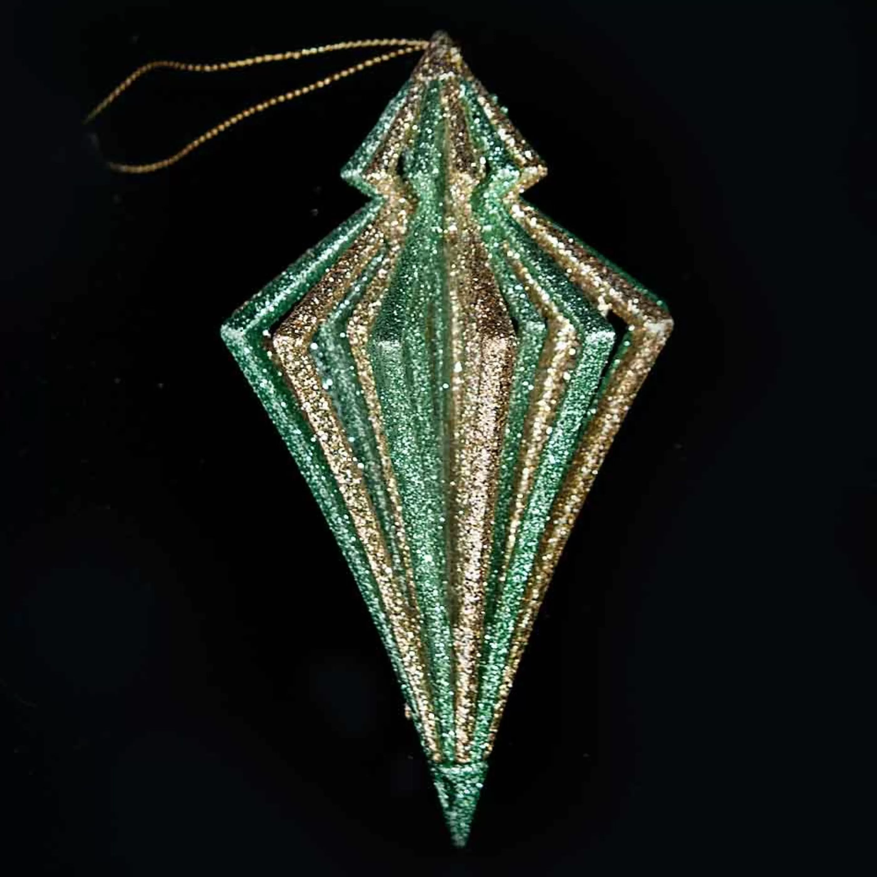 * Hanging Christmas Baubles | Green Layered Diamond Hanging Decoration -7.5Cm