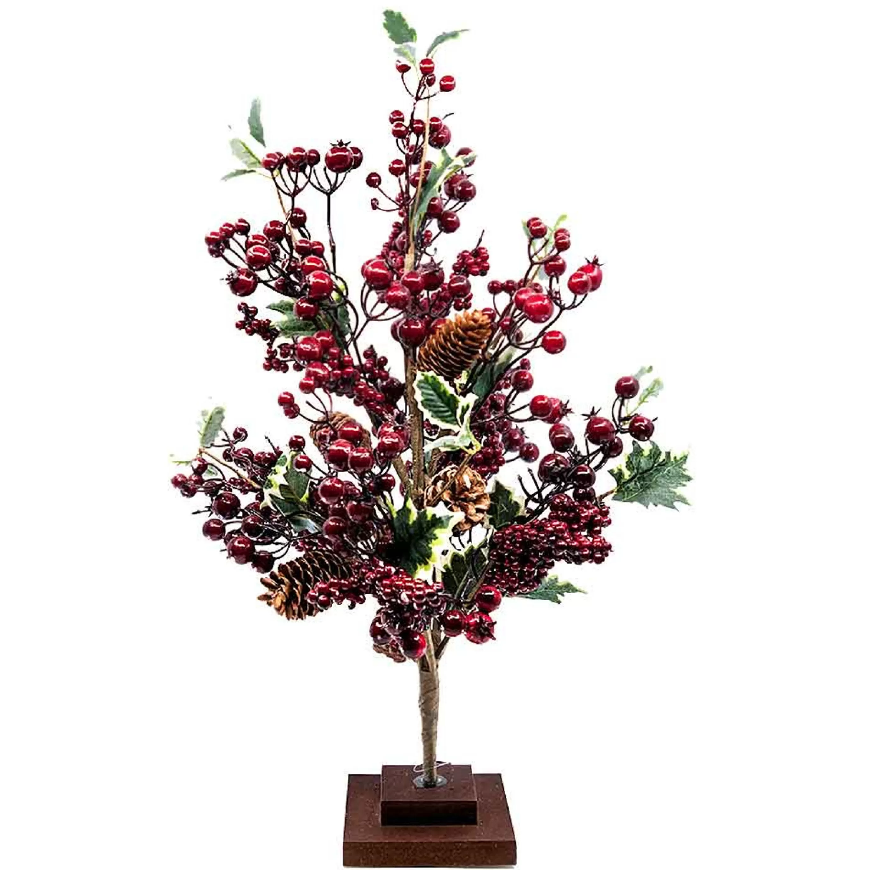 * Table Top Decorations | Green Leaf Red Berry Tree - 59Cm