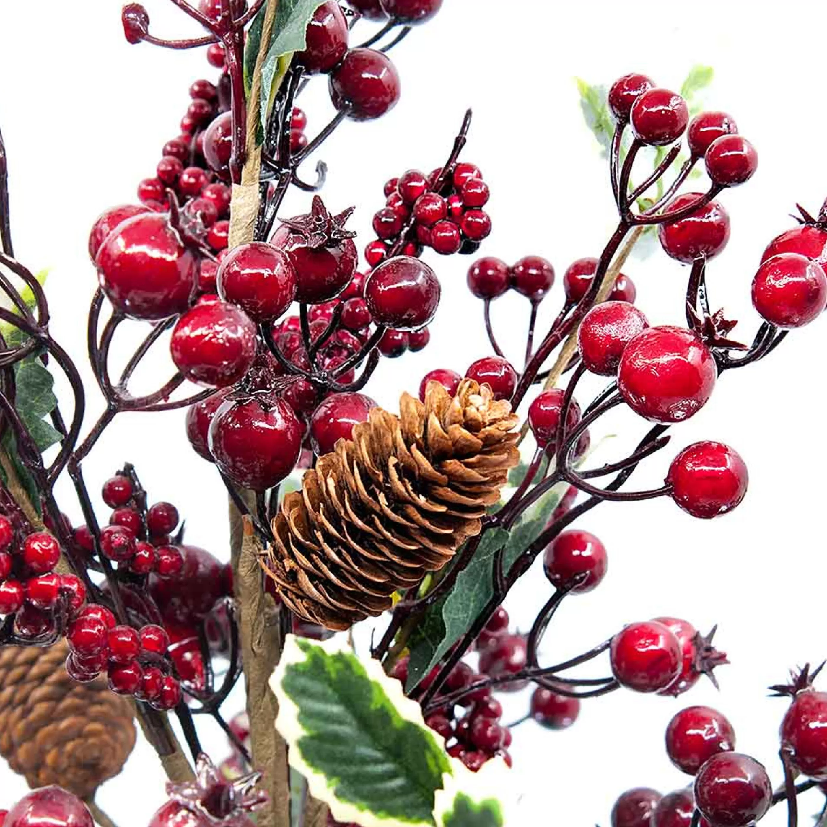 * Table Top Decorations | Green Leaf Red Berry Tree - 59Cm