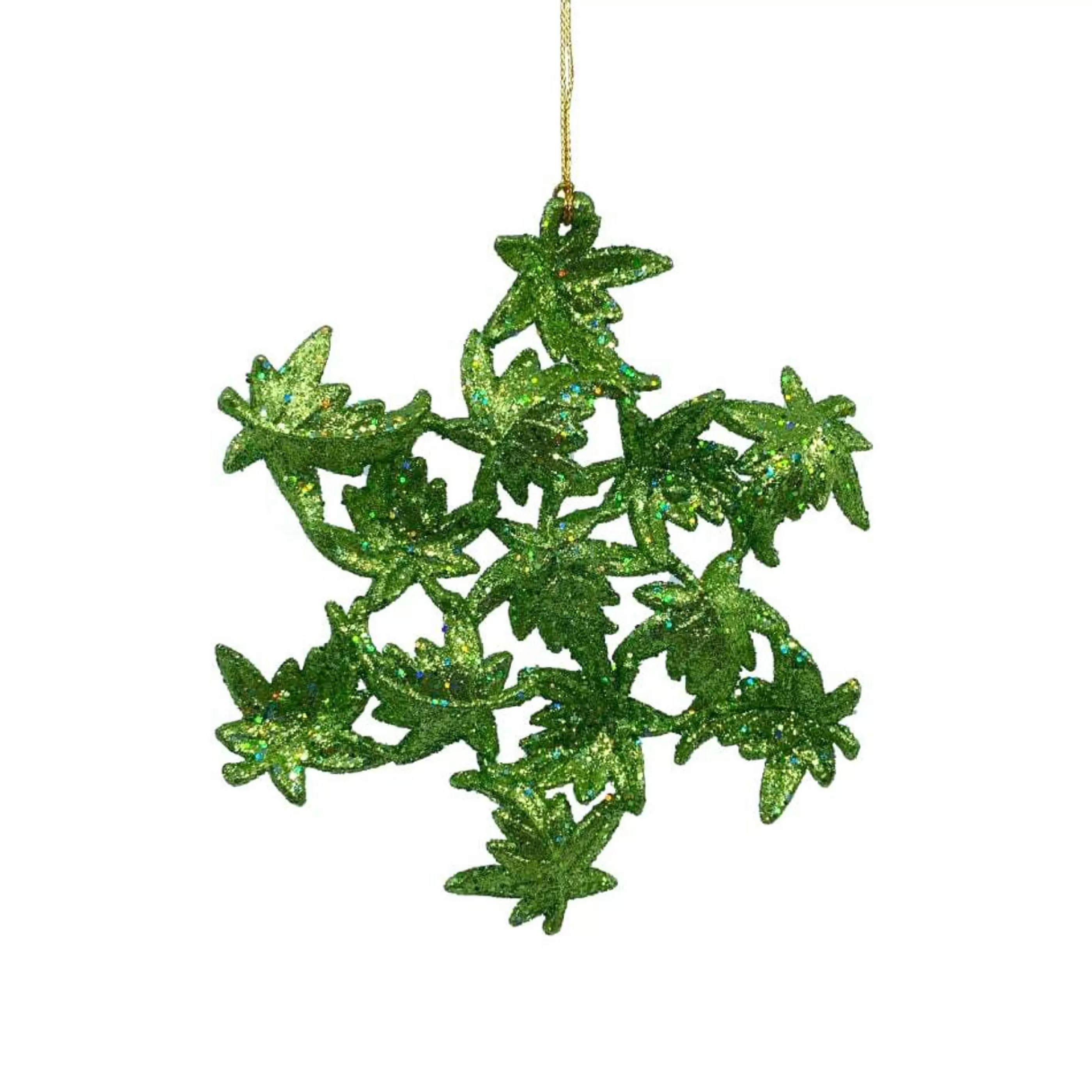 * Hanging Christmas Ornaments | Green Leaf Star Ornament - 15Cm