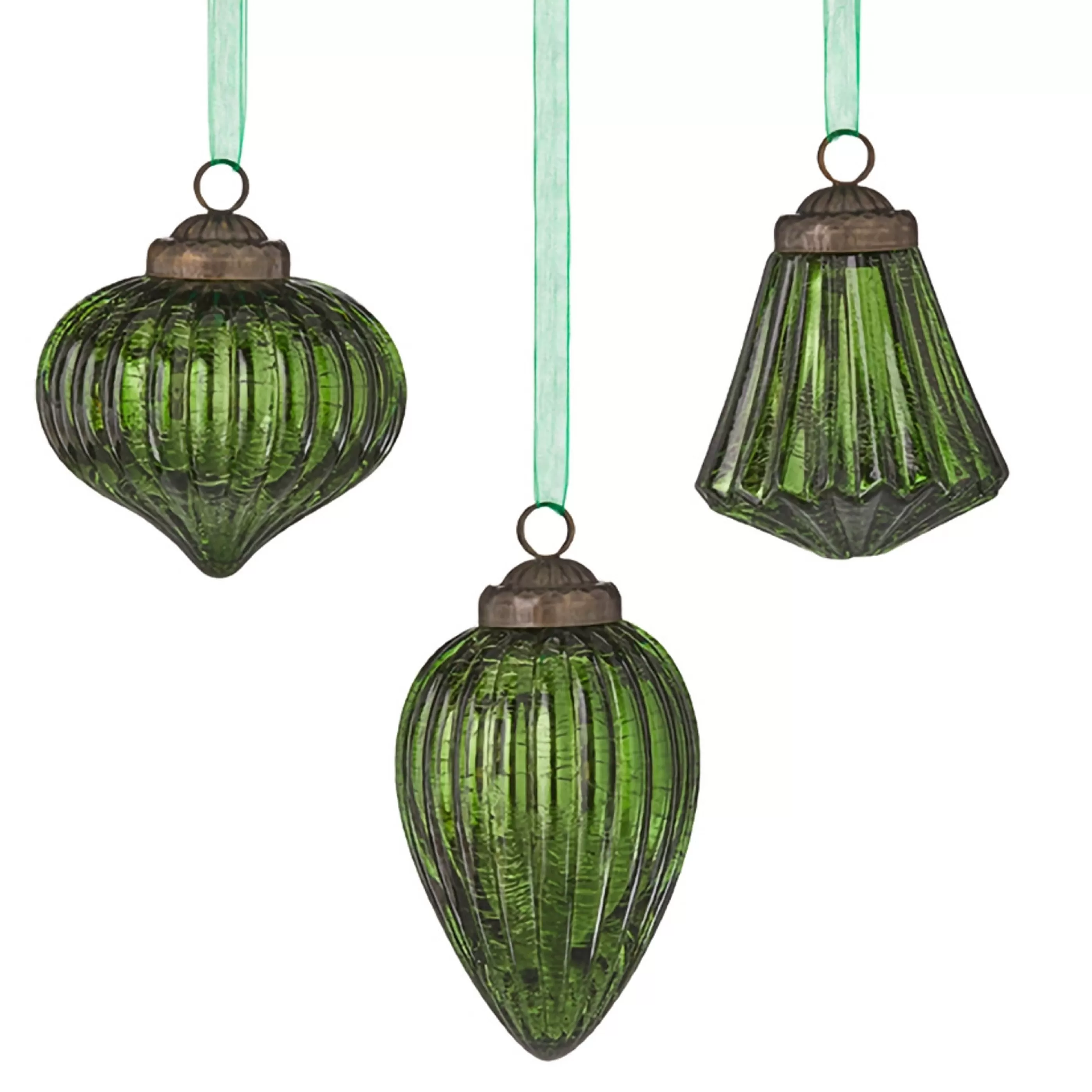 RAZ Imports Glass Ornaments | Green Mercury Glass Ornament (3 Styles) - 11Cm