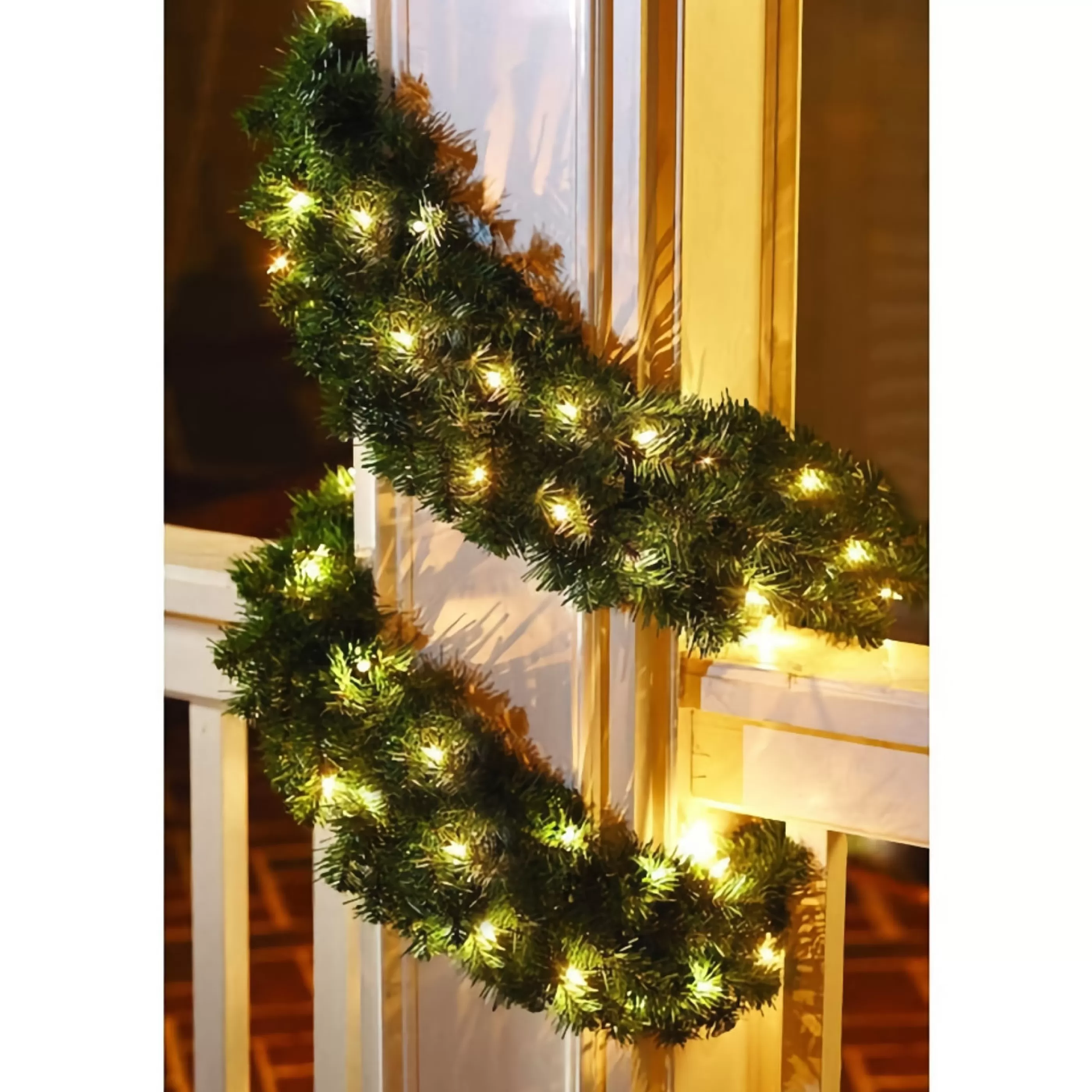 * Garlands | Green Prelit Garland With Warm White Light - 500Cm