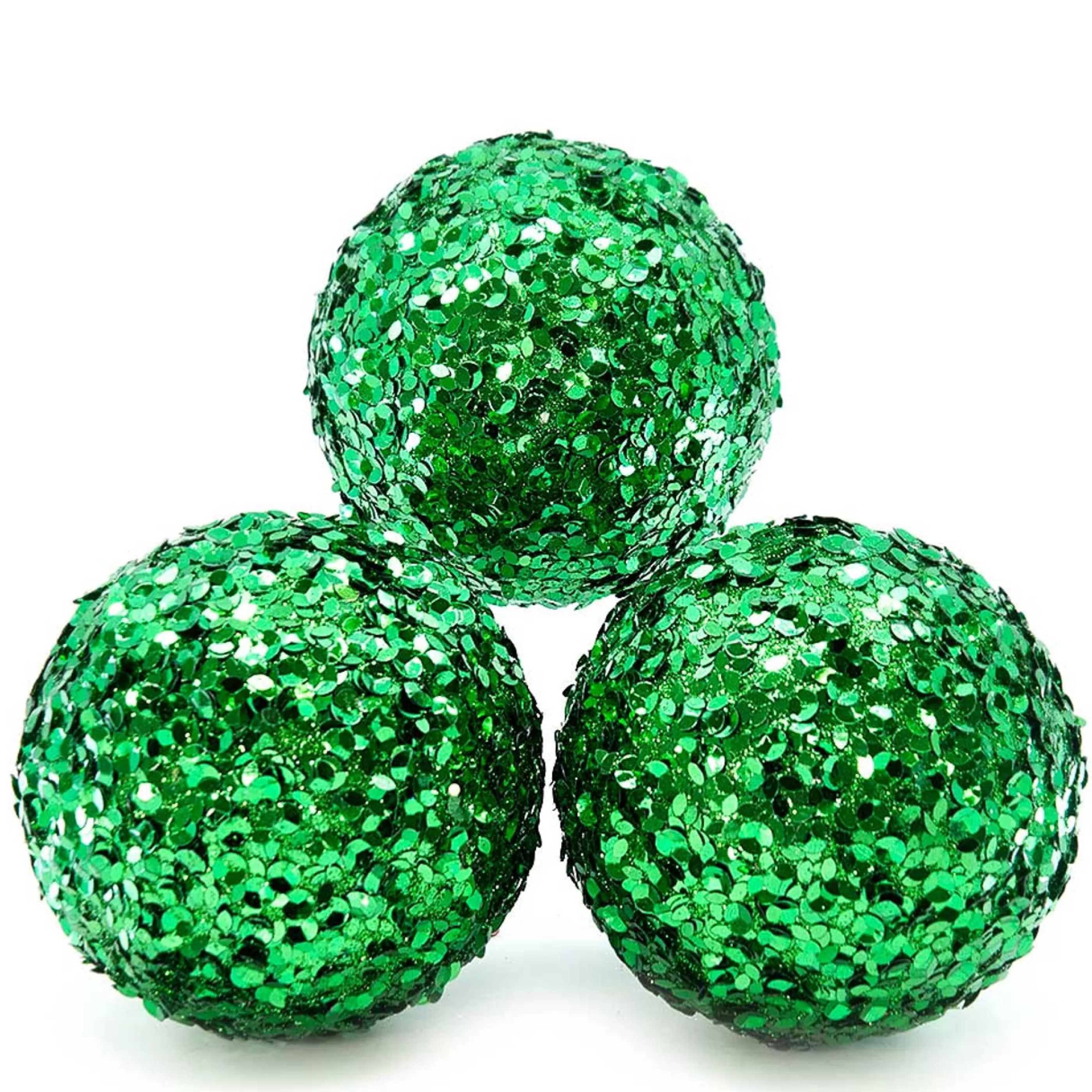 * Hanging Christmas Ornaments | Green Sparkle Sequin Hanging Bauble - 10Cm