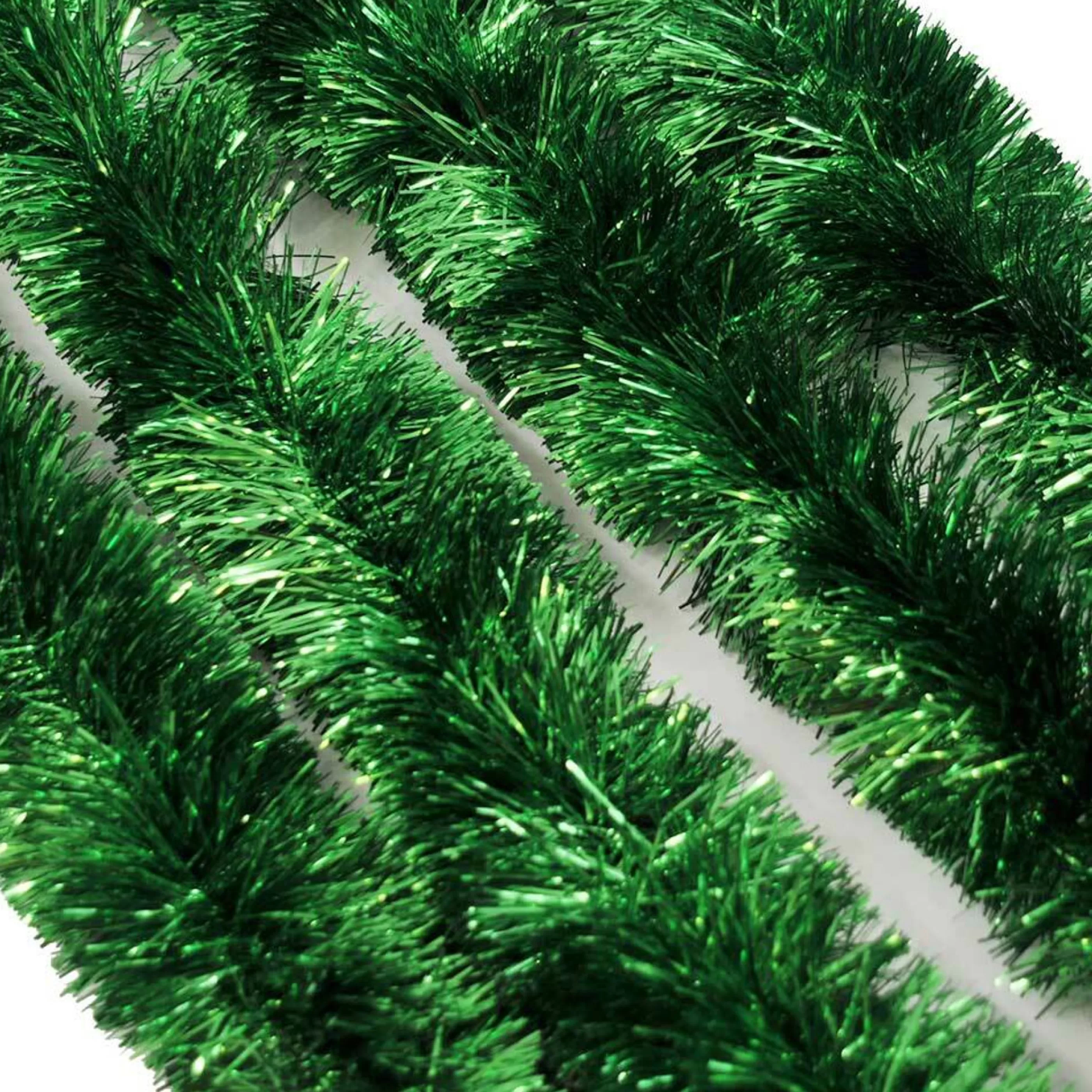 * Christmas Tinsel & Foil Decorations | Green Tinsel Plush (12 Ply) - 5M