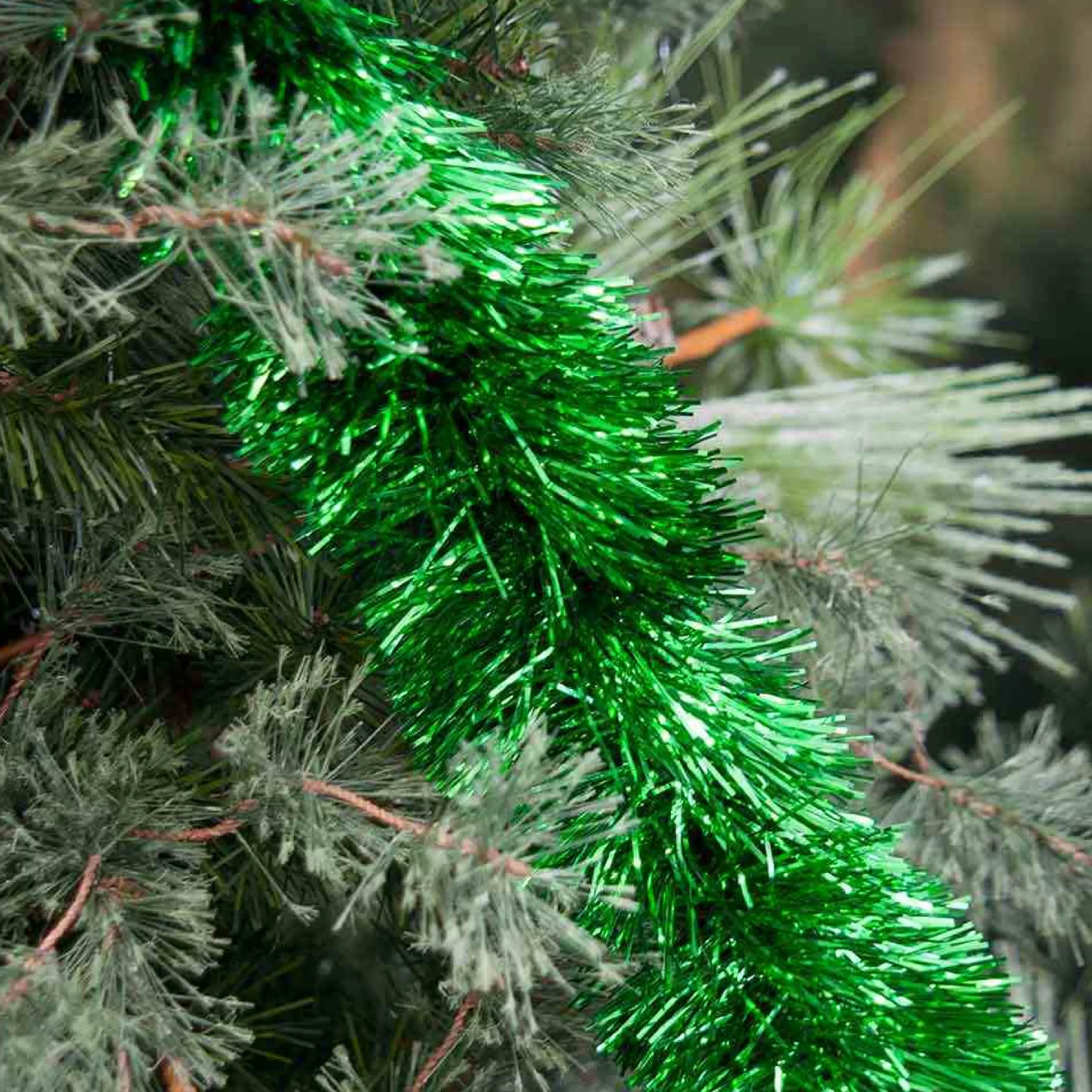 * Christmas Tinsel & Foil Decorations | Green Tinsel Plush (12 Ply) - 5M