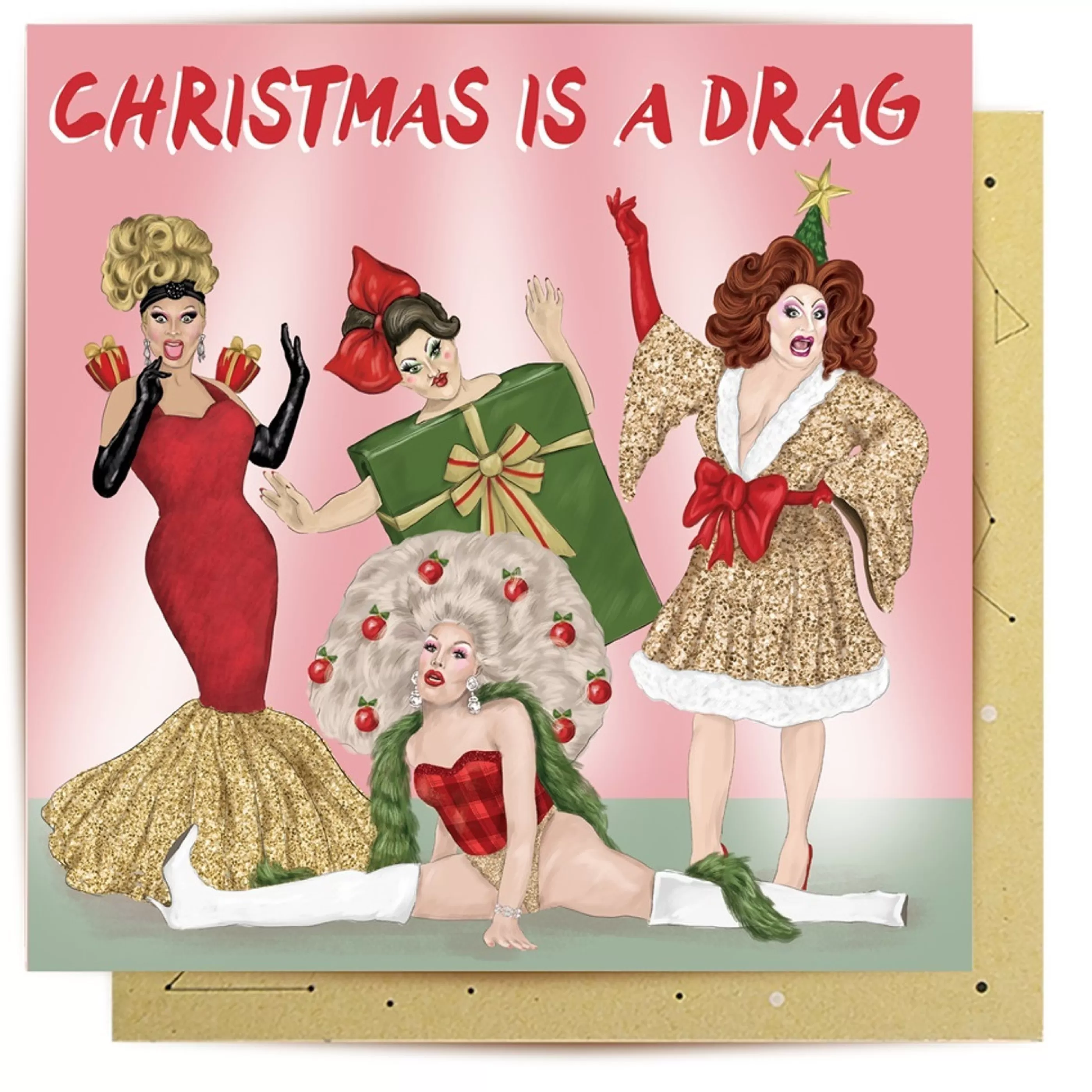 Store La La Land Greeting Card Christmas Drag - 14Cm