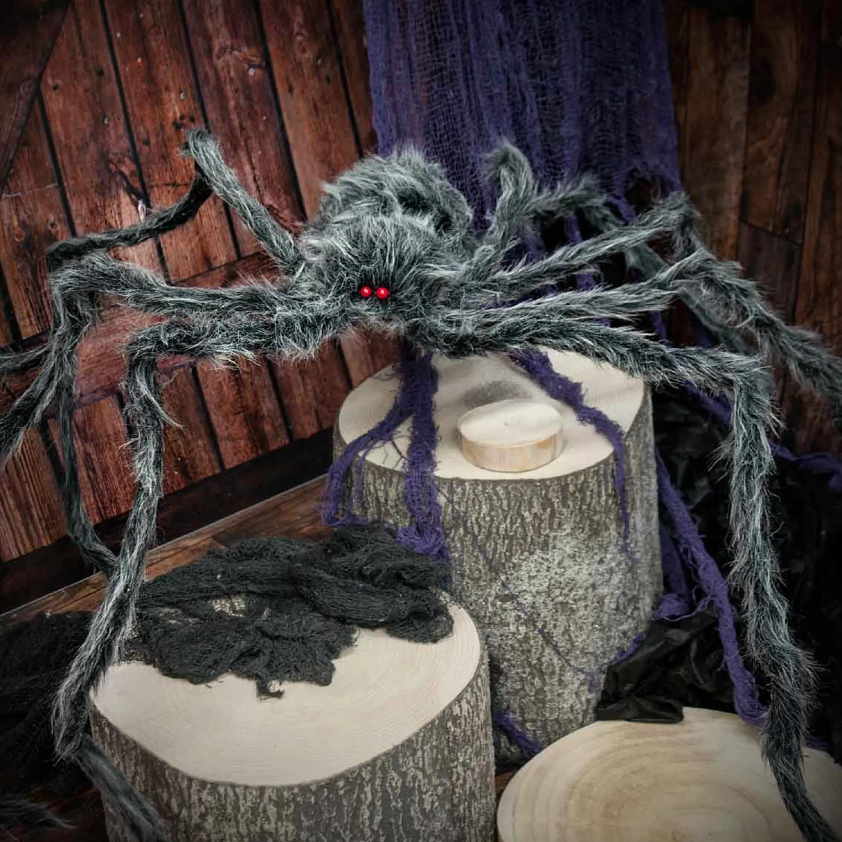 Cheap Witches of Halloween Grey Hairy Halloween Spider - 230Cm