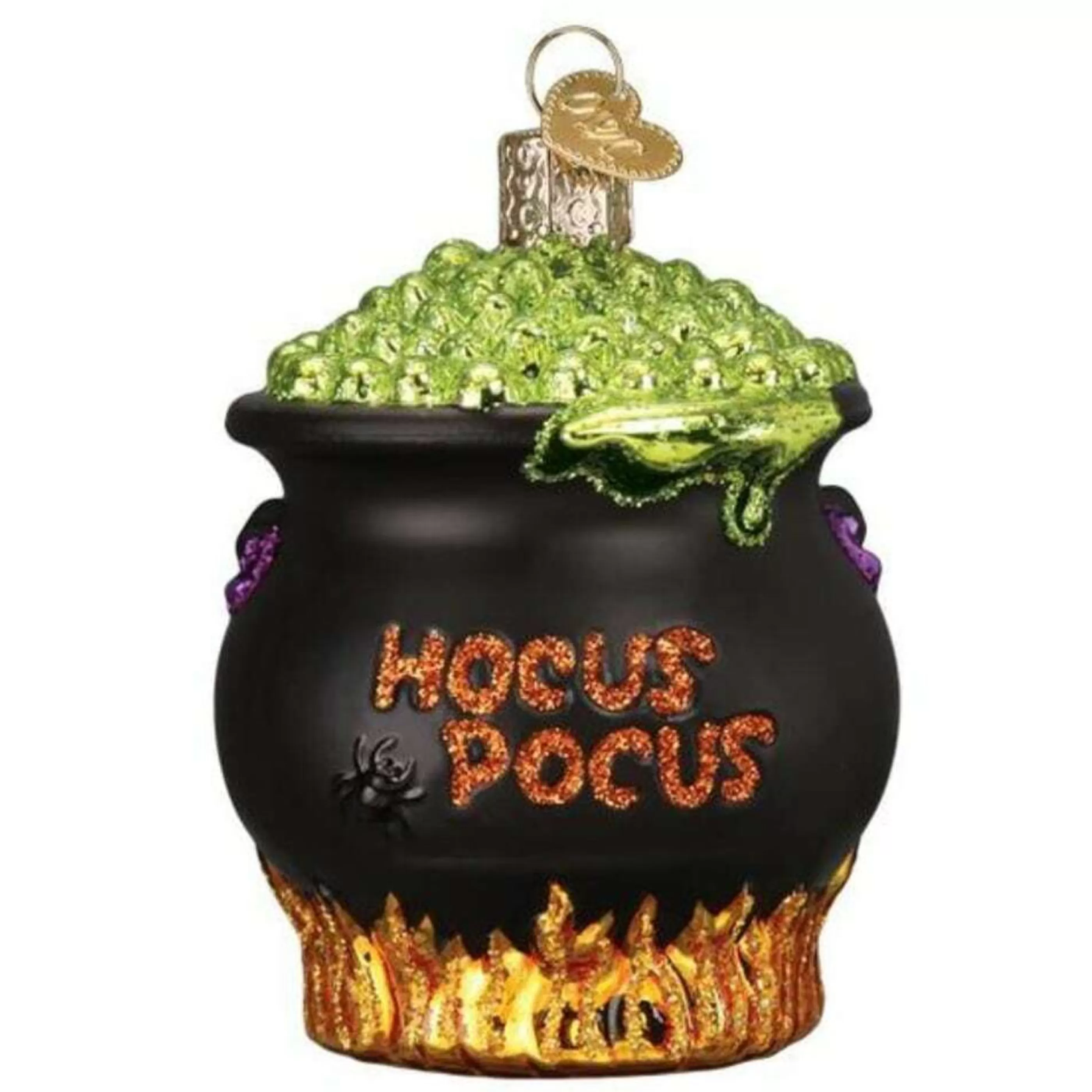 Clearance Old World Christmas Glass Halloween Cauldron Glass Ornament - 8Cm