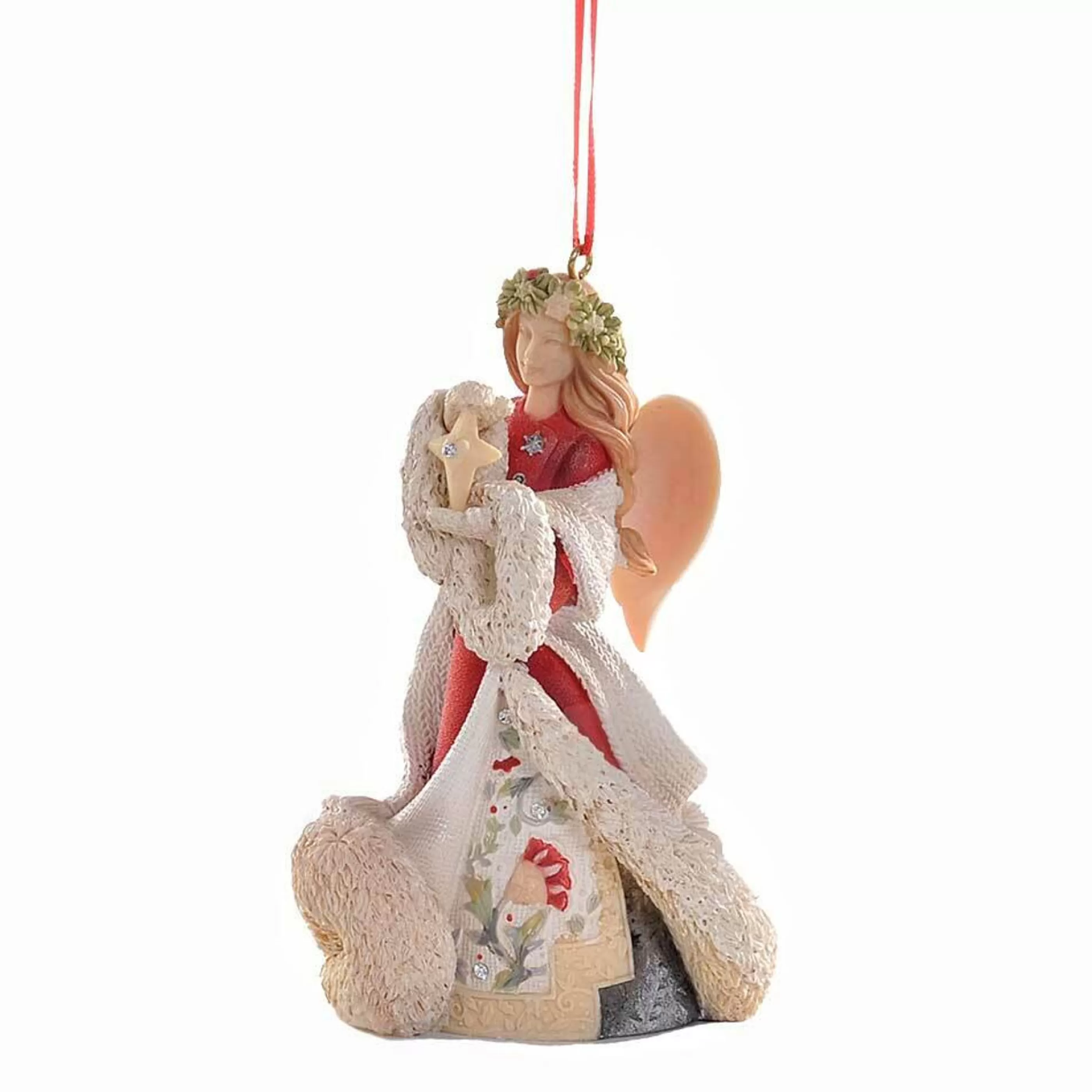 * Hanging Christmas Ornaments | Heart Of Christmas Angel With Star Ornament - 10.5Cm