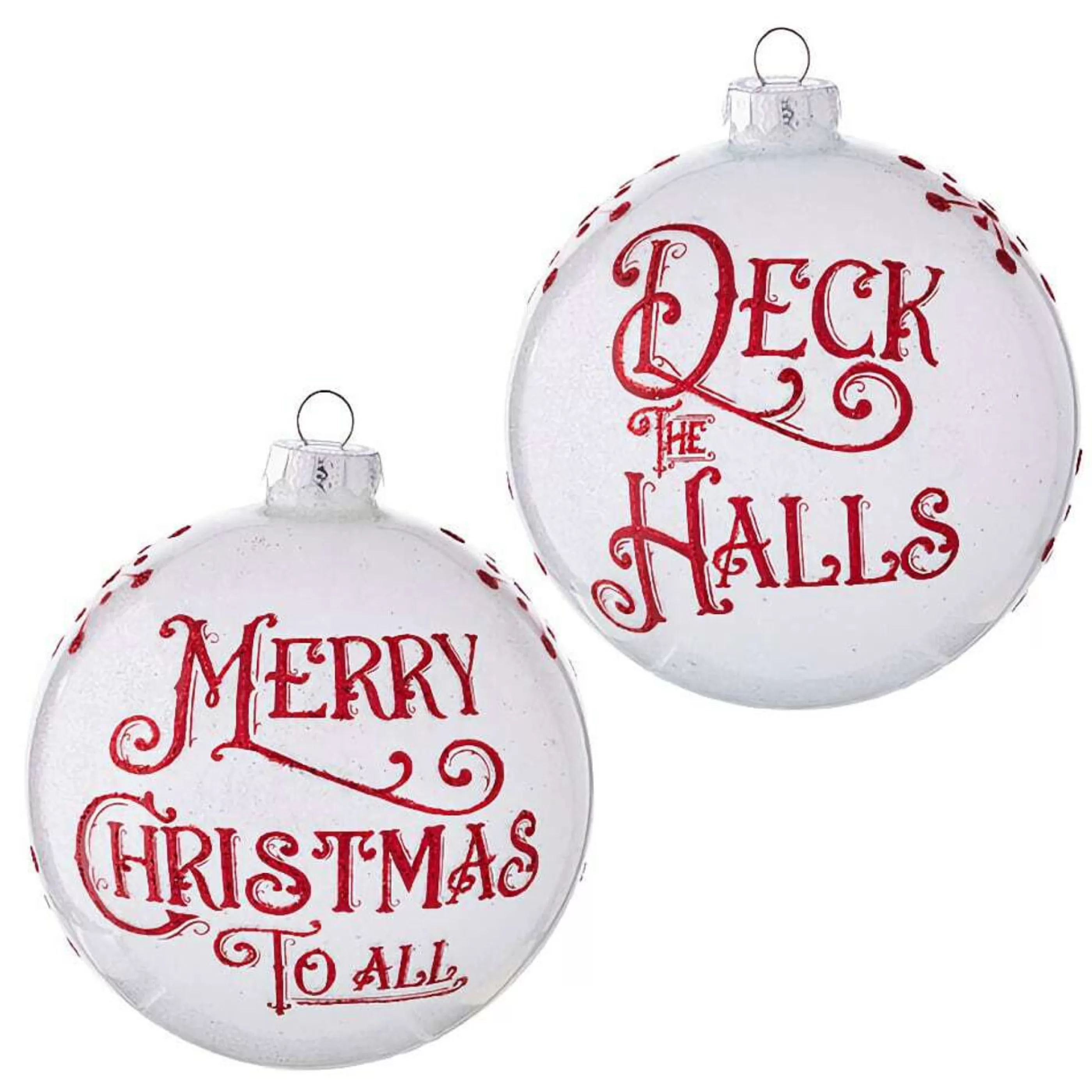 RAZ Imports Glass Ornaments | Holiday Message Glass Bauble (2 Styles) - 12.5Cm