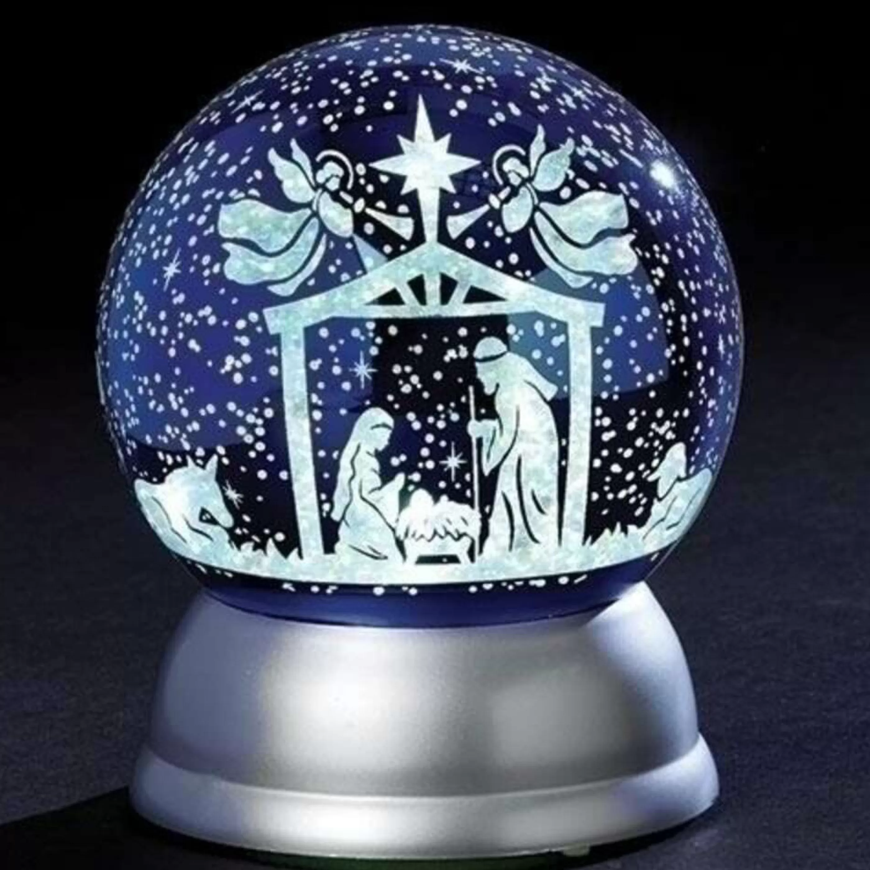 Roman Table Top Decorations | Holy Family Night Sky Led Swirl Dome - 12Cm