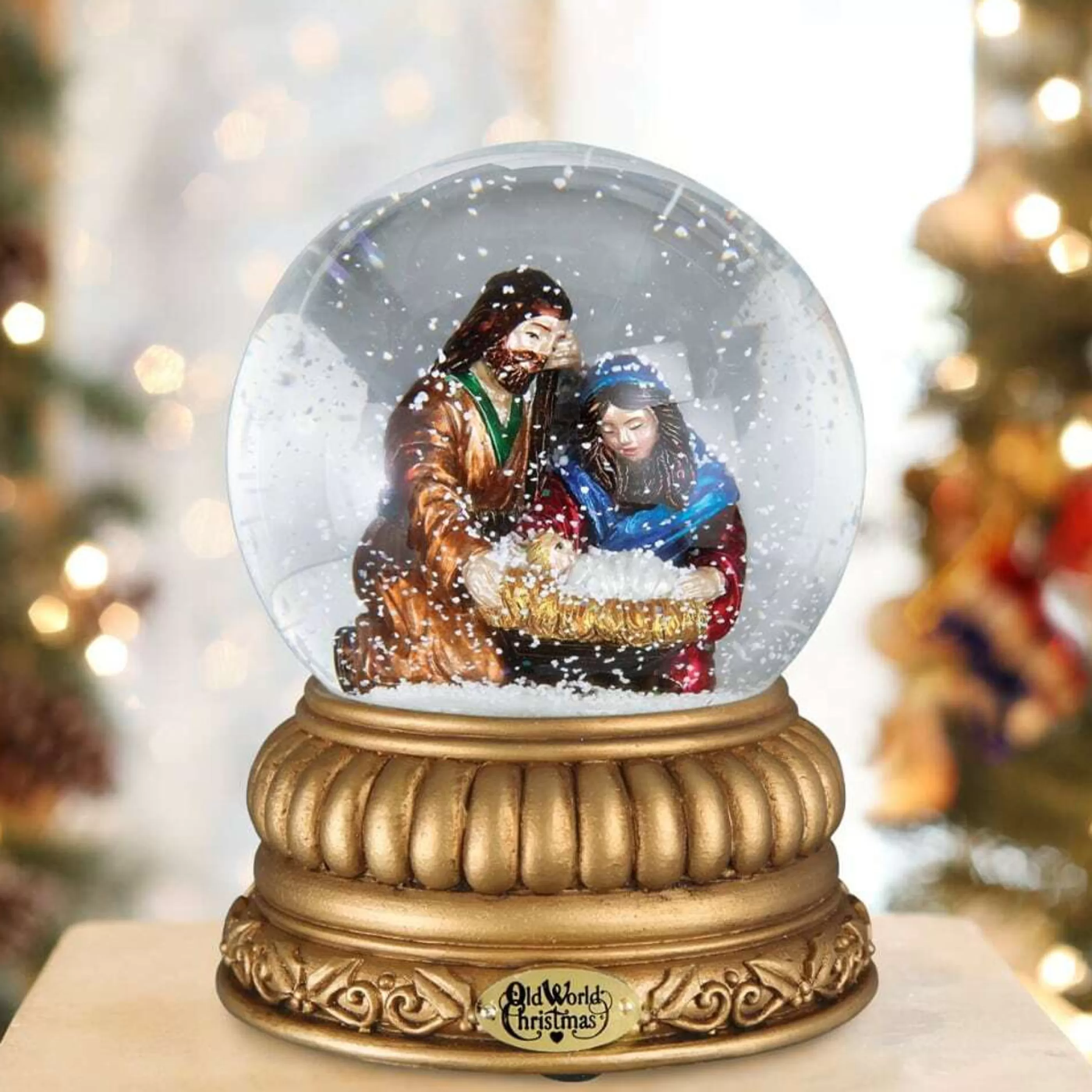 Best Old World Christmas Glass Holy Family Snow Glow Glass Ornament - 13Cm