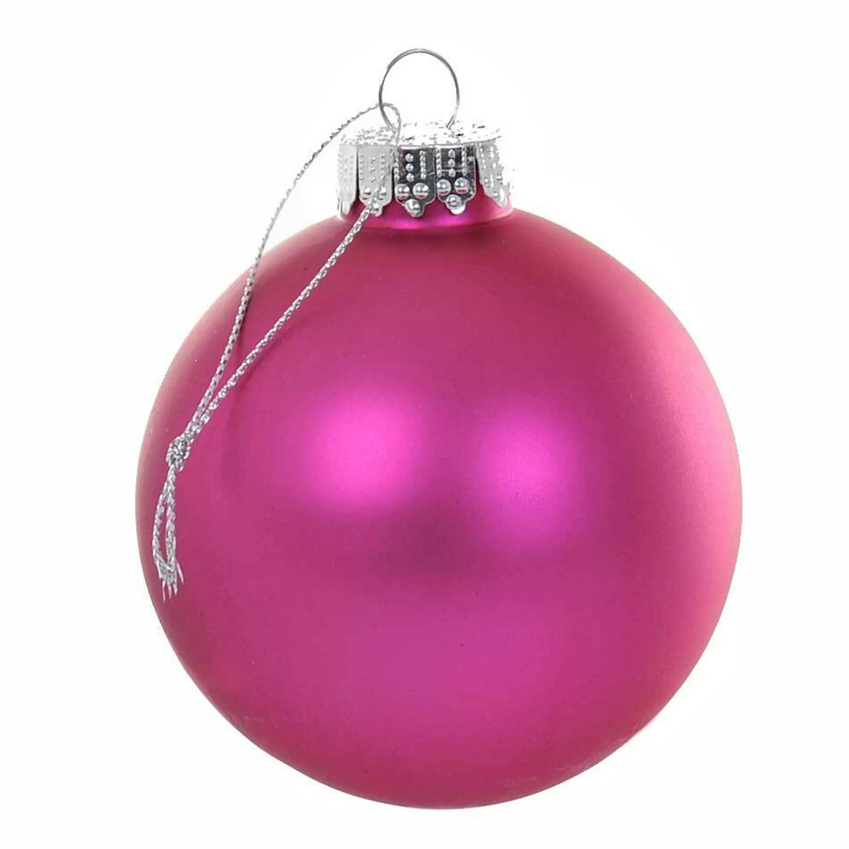 * Hanging Christmas Baubles | Hot Pink Matt Glass Bauble - 8Cm