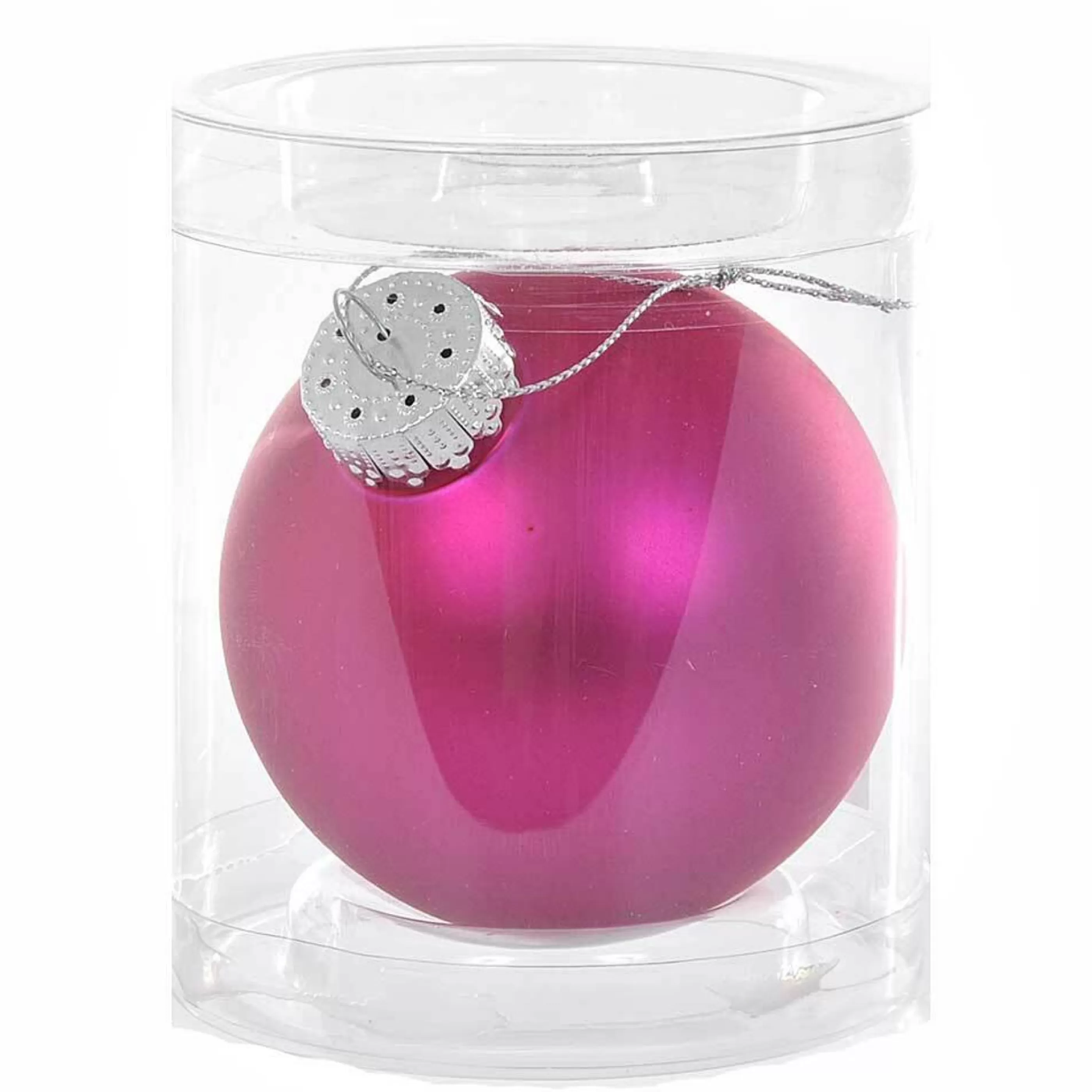 * Hanging Christmas Baubles | Hot Pink Matt Glass Bauble - 8Cm