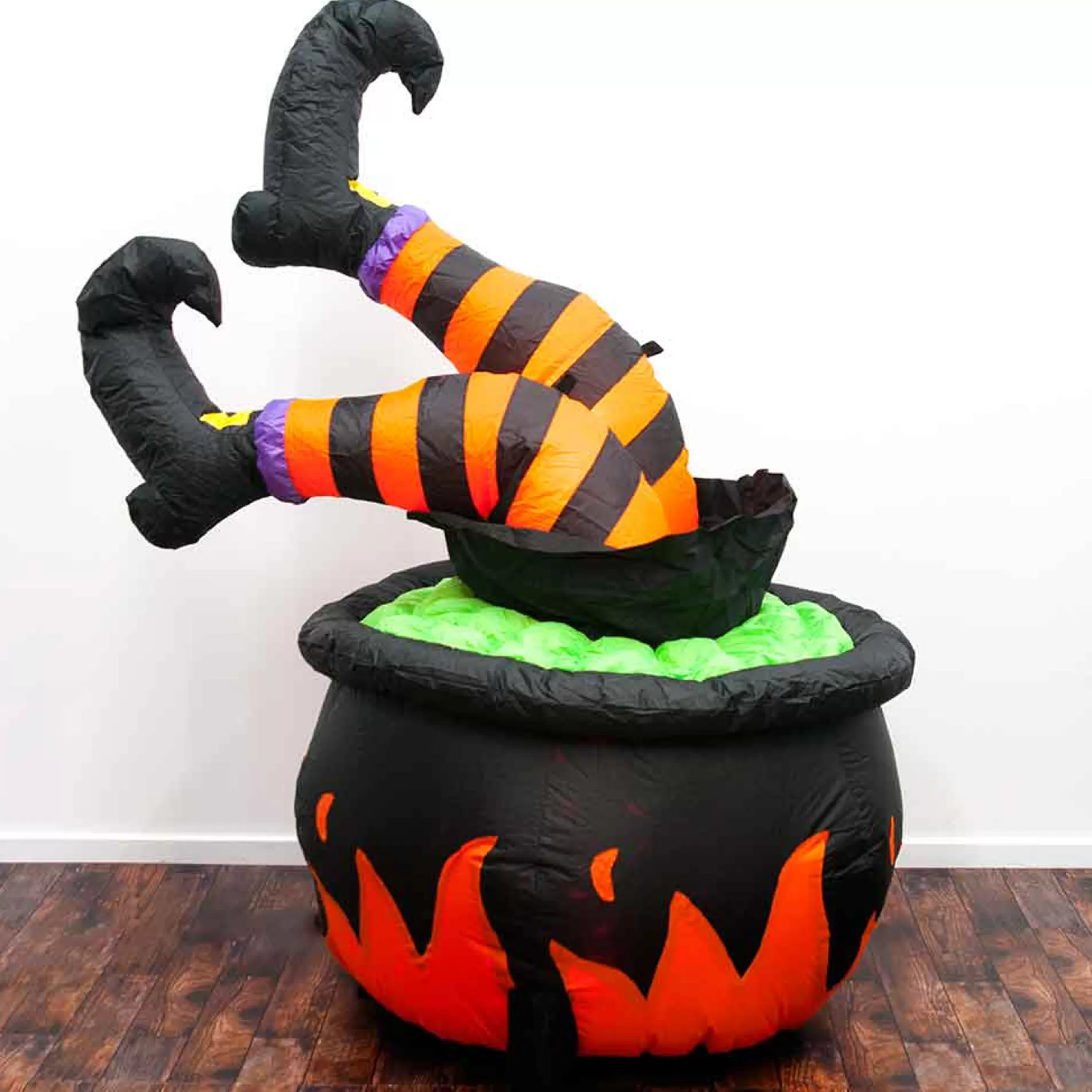 Cheap Witches of Halloween Inflatable Witch Legs In Cauldron - 152Cm