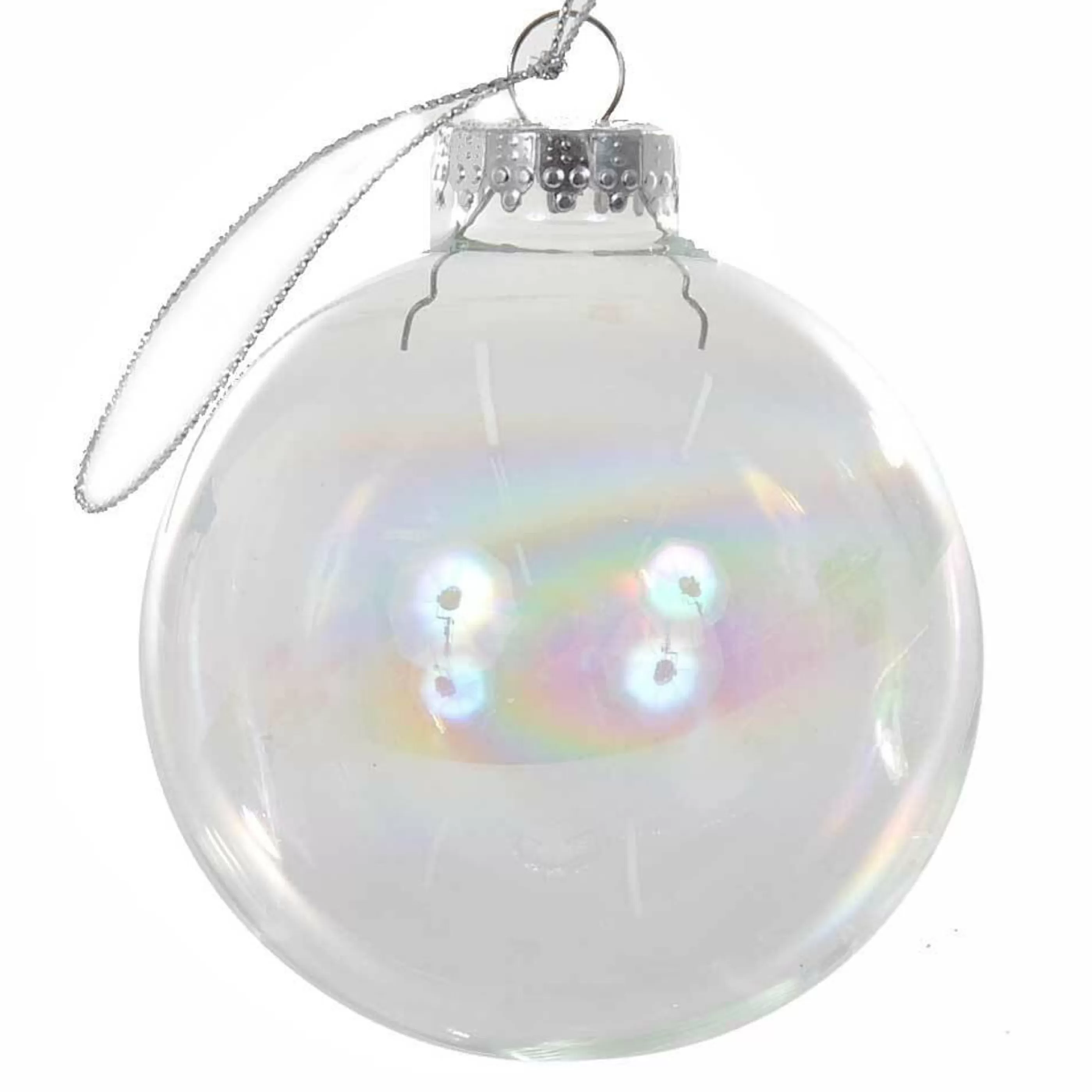 * Hanging Christmas Baubles | Iridescent Glass Bauble - 8Cm