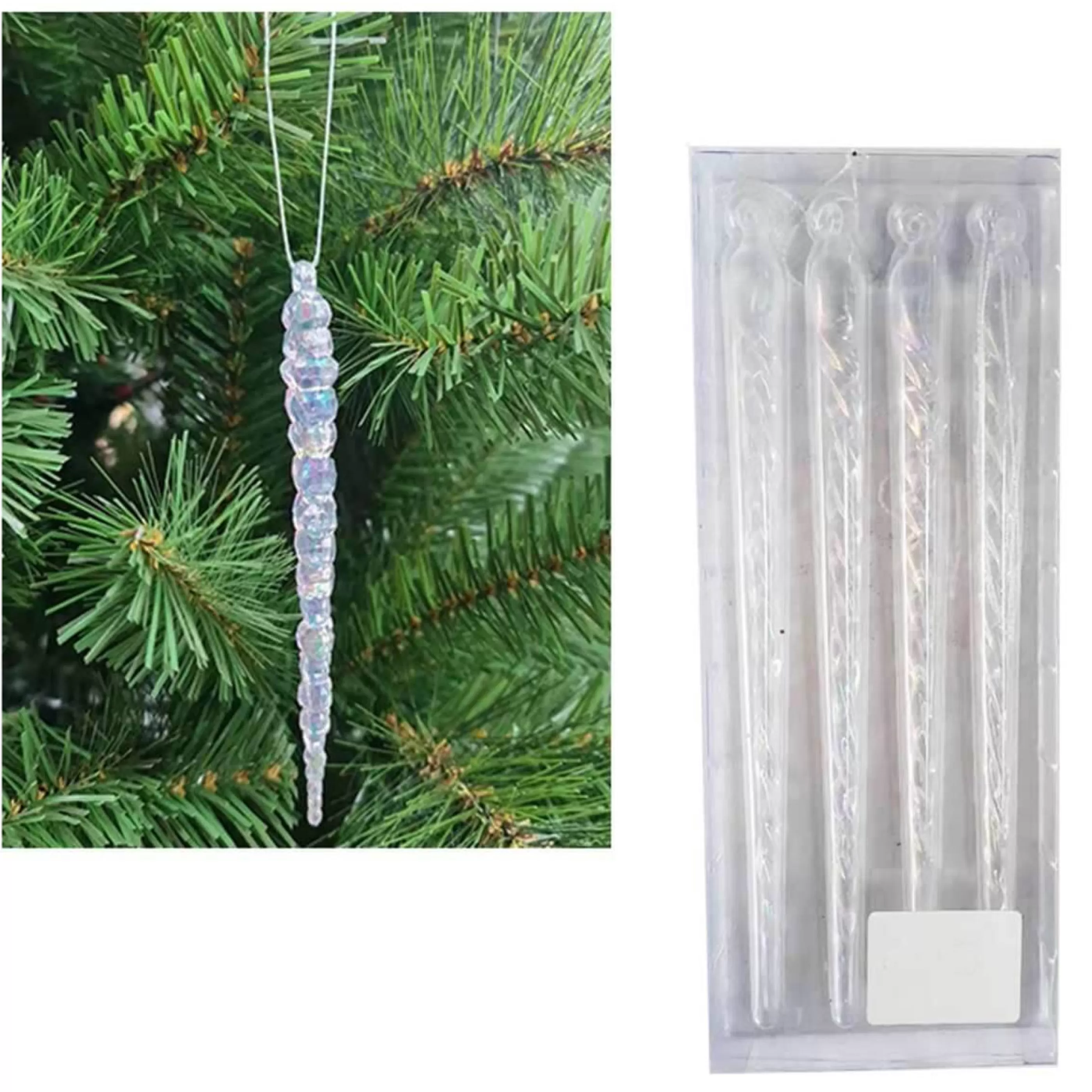 * Hanging Christmas Ornaments | Iridescent Icicle Hanging Ornaments (Set Of 4) - 21Cm