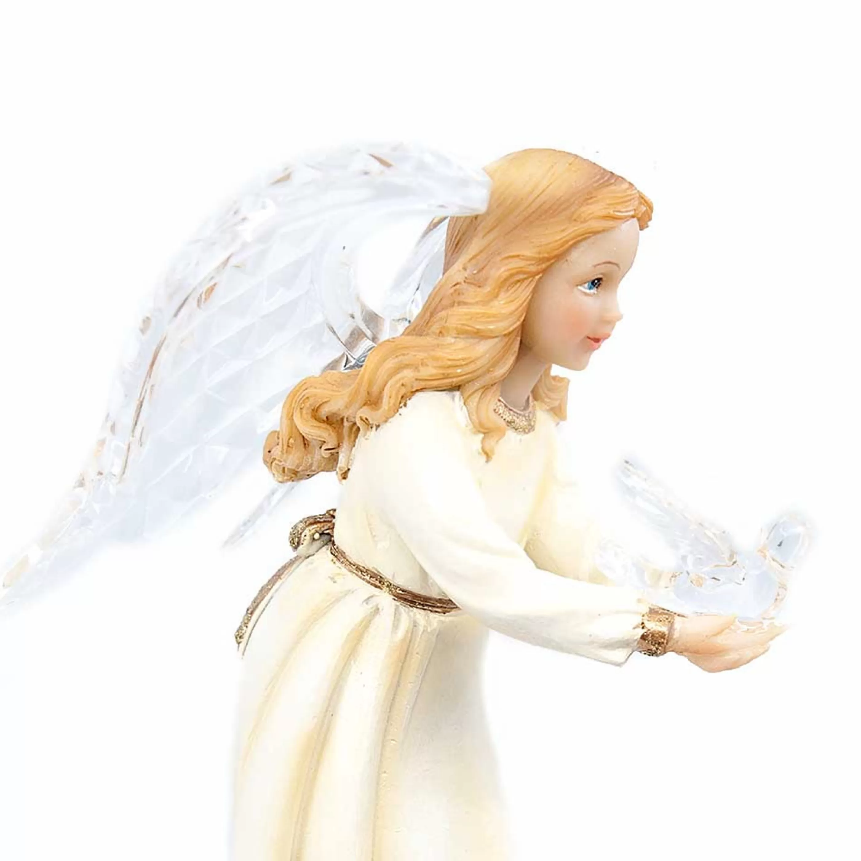 * Table Top Decorations | Ivory Gold Angel Holding Dove - 18Cm