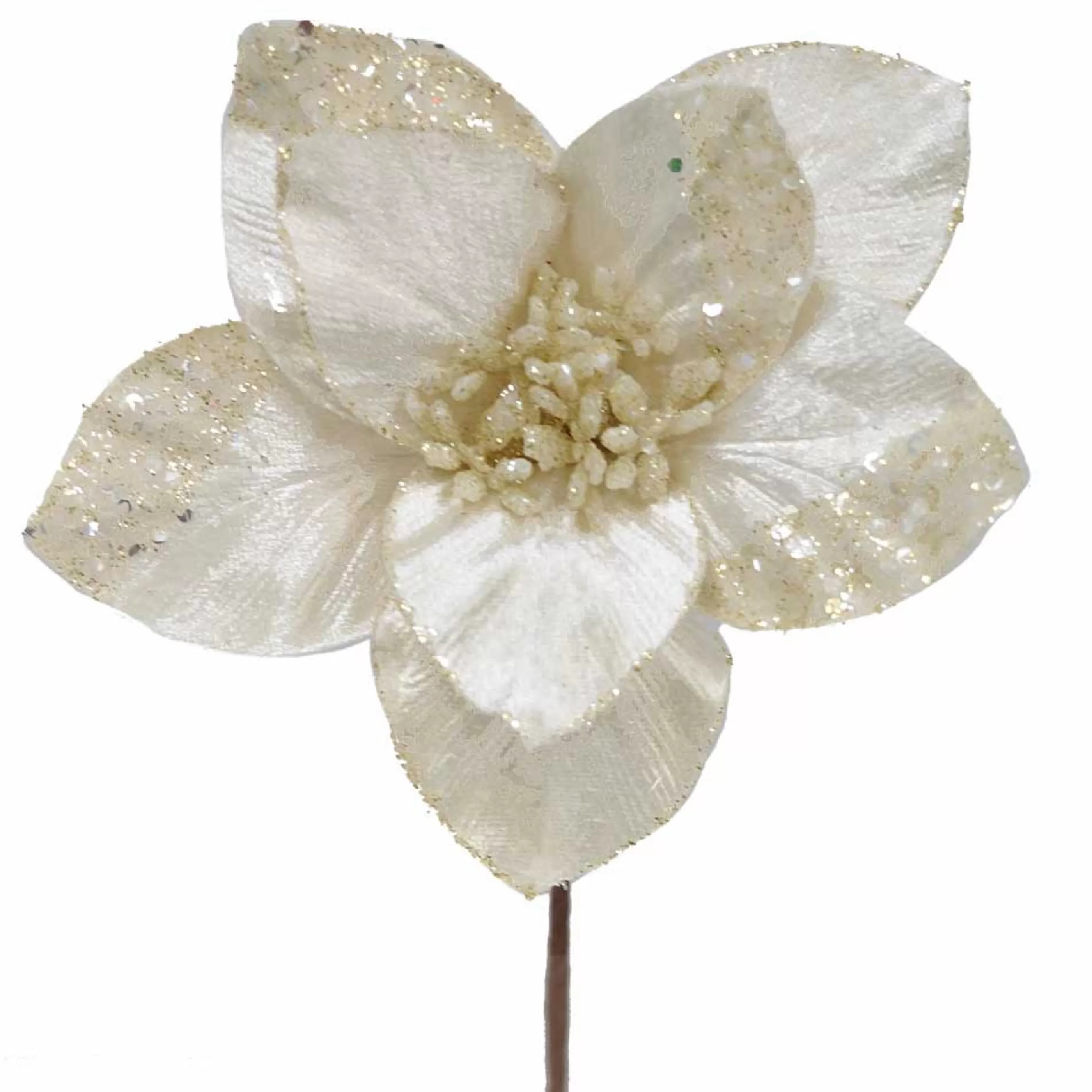 * Floristry | Ivory Poinsettia On Clip - 18Cm