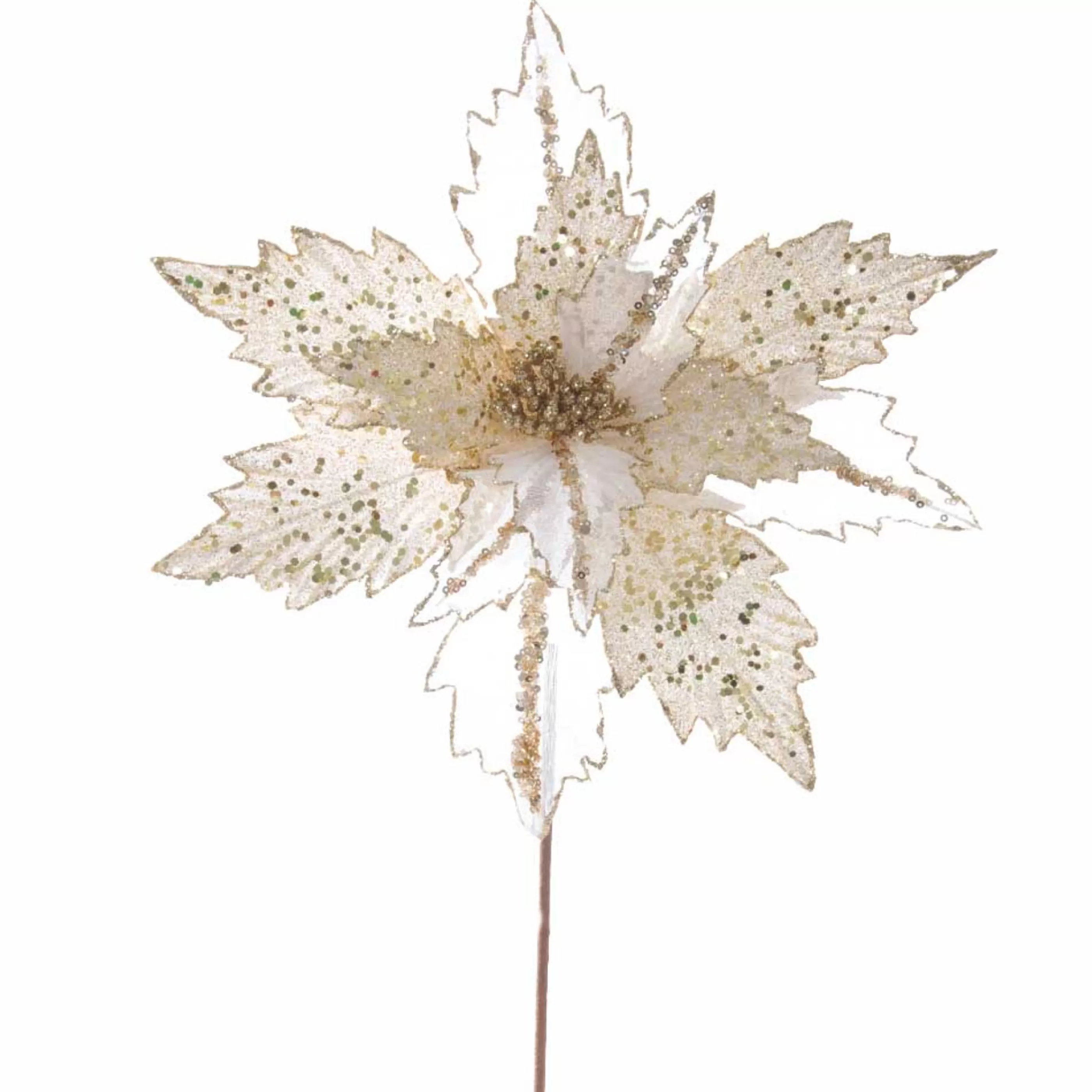 * Floristry | Ivory Poinsettia With Gold Glitter - 36Cm