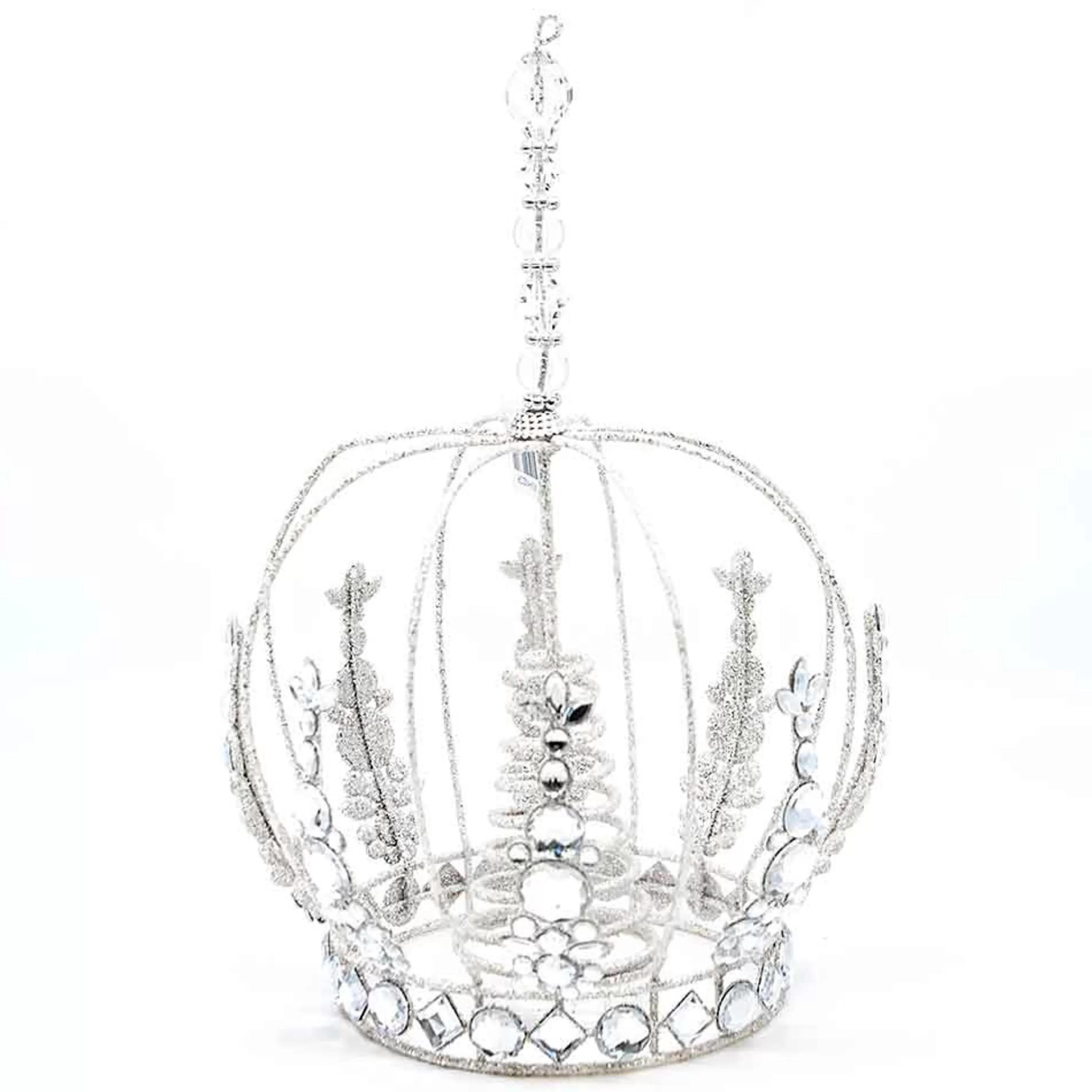 Fashion * Jeweled Silver Crown Metal Tree Topper - 27Cm