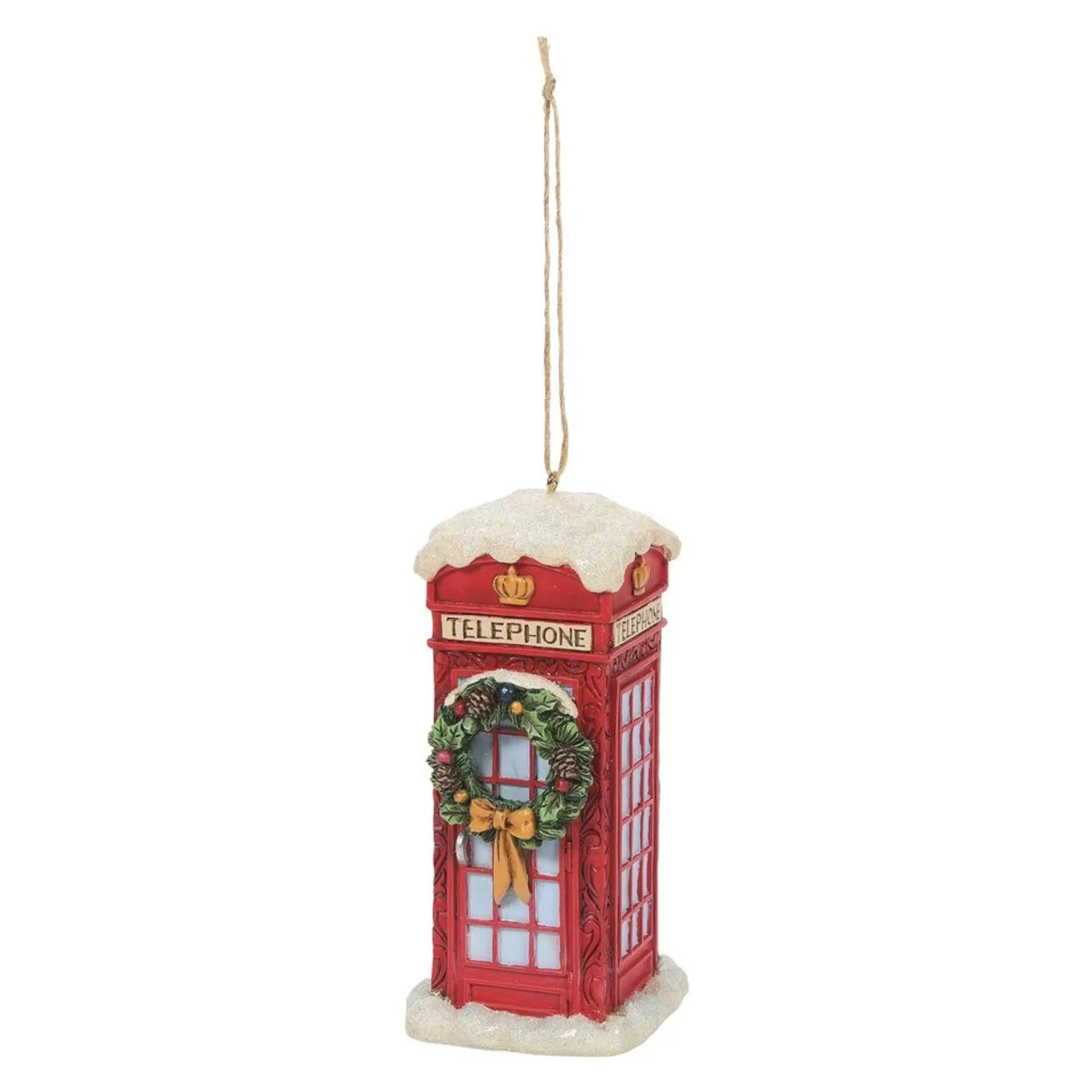 Jim Shore Hanging Christmas Ornaments | Christmas Phone Box Ornament - 12Cm