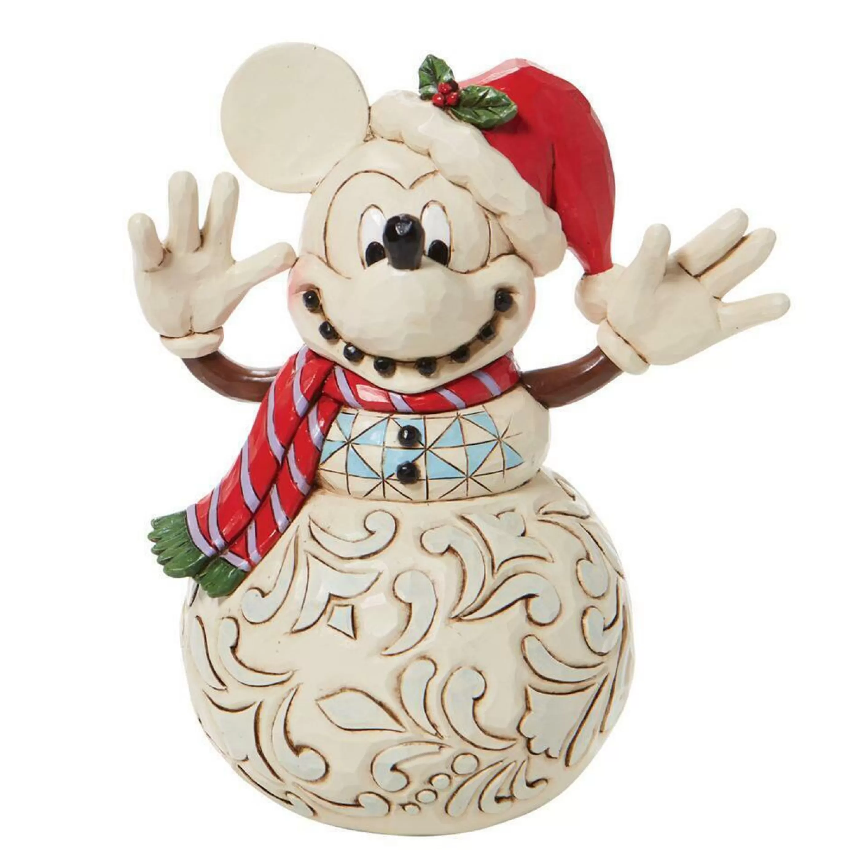 Disney Christmas Decorations Table Top Decorations | Jim Shore Mickey Snowman - 17Cm