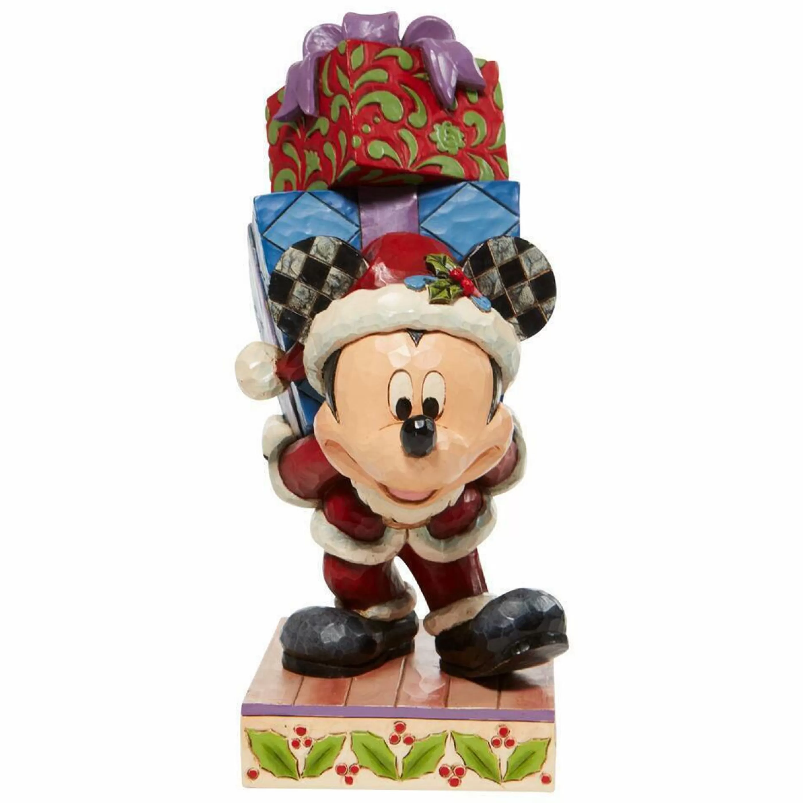 Disney Christmas Decorations Table Top Decorations | Jim Shore Mickey With Presents - 22.5Cm