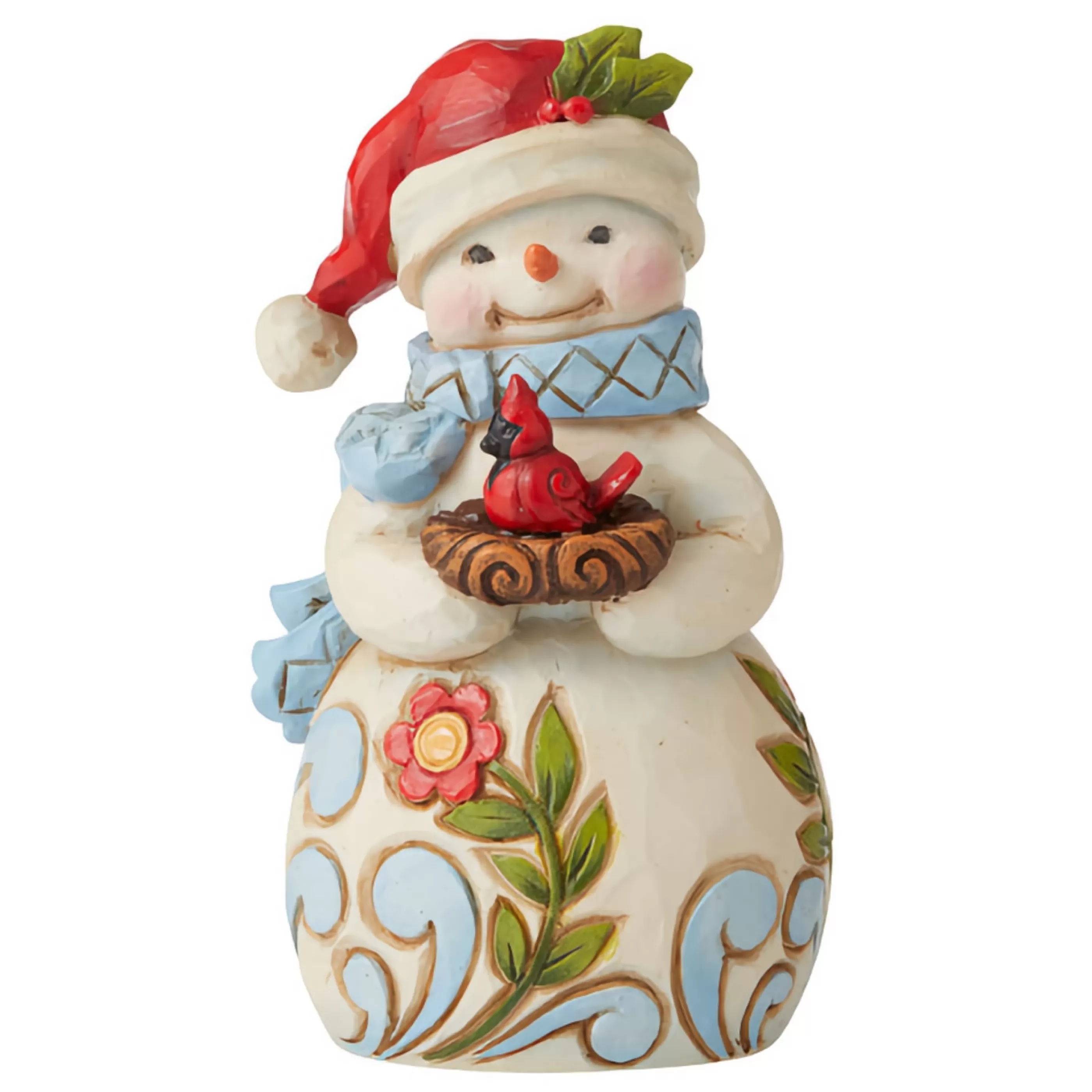 Jim Shore Table Top Decorations | Mini Snowman With Cardinal - 9Cm