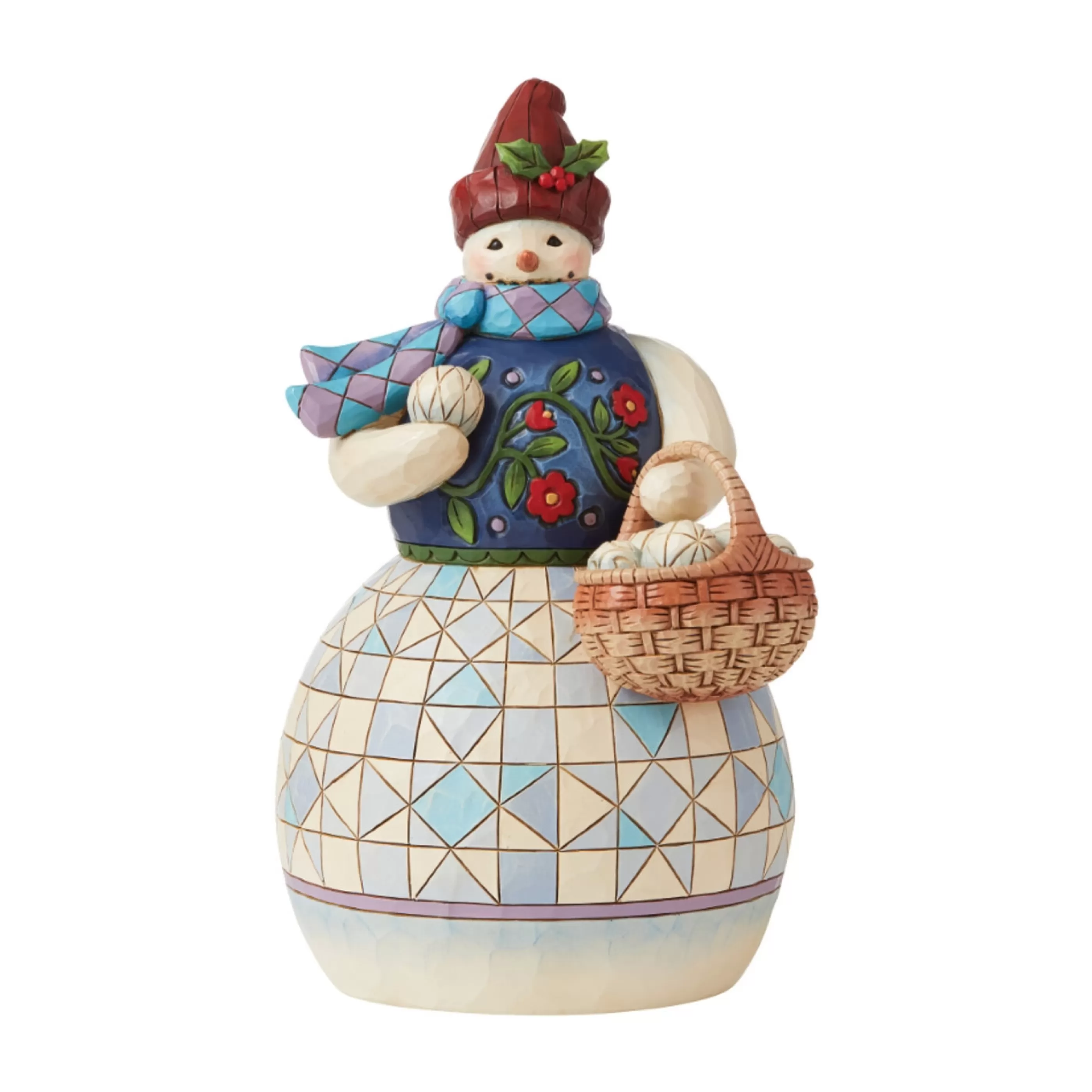 Jim Shore Table Top Decorations | Snowman With Basket - 22Cm