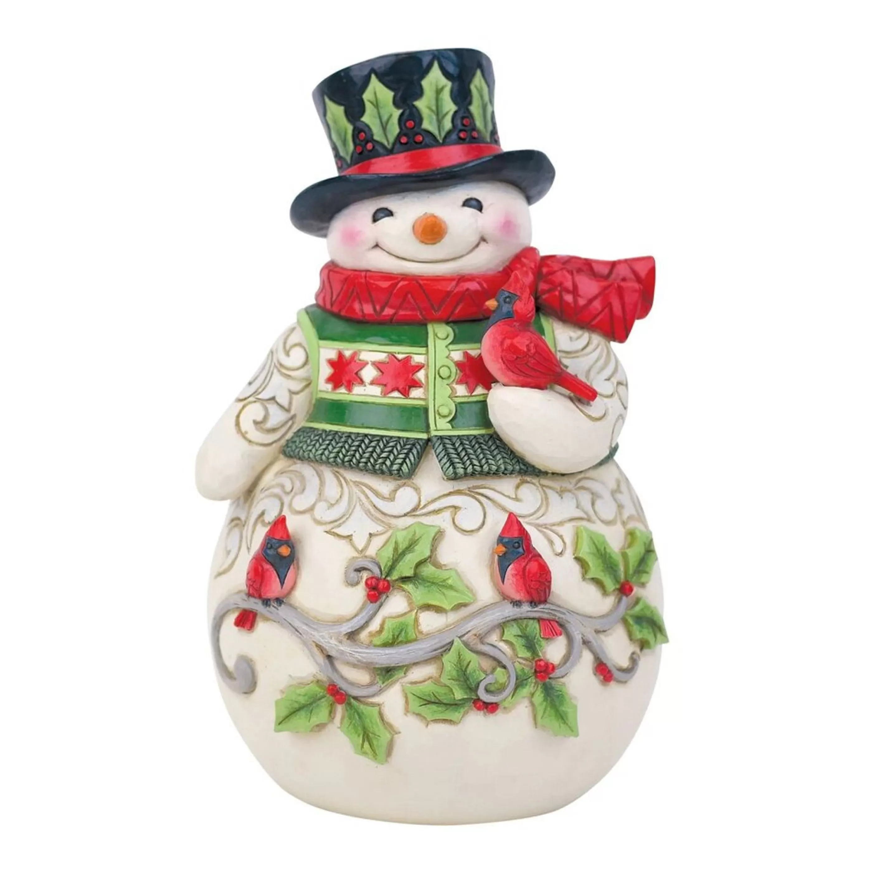 Jim Shore Table Top Decorations | Snowman With Cardinal Scene - 24Cm