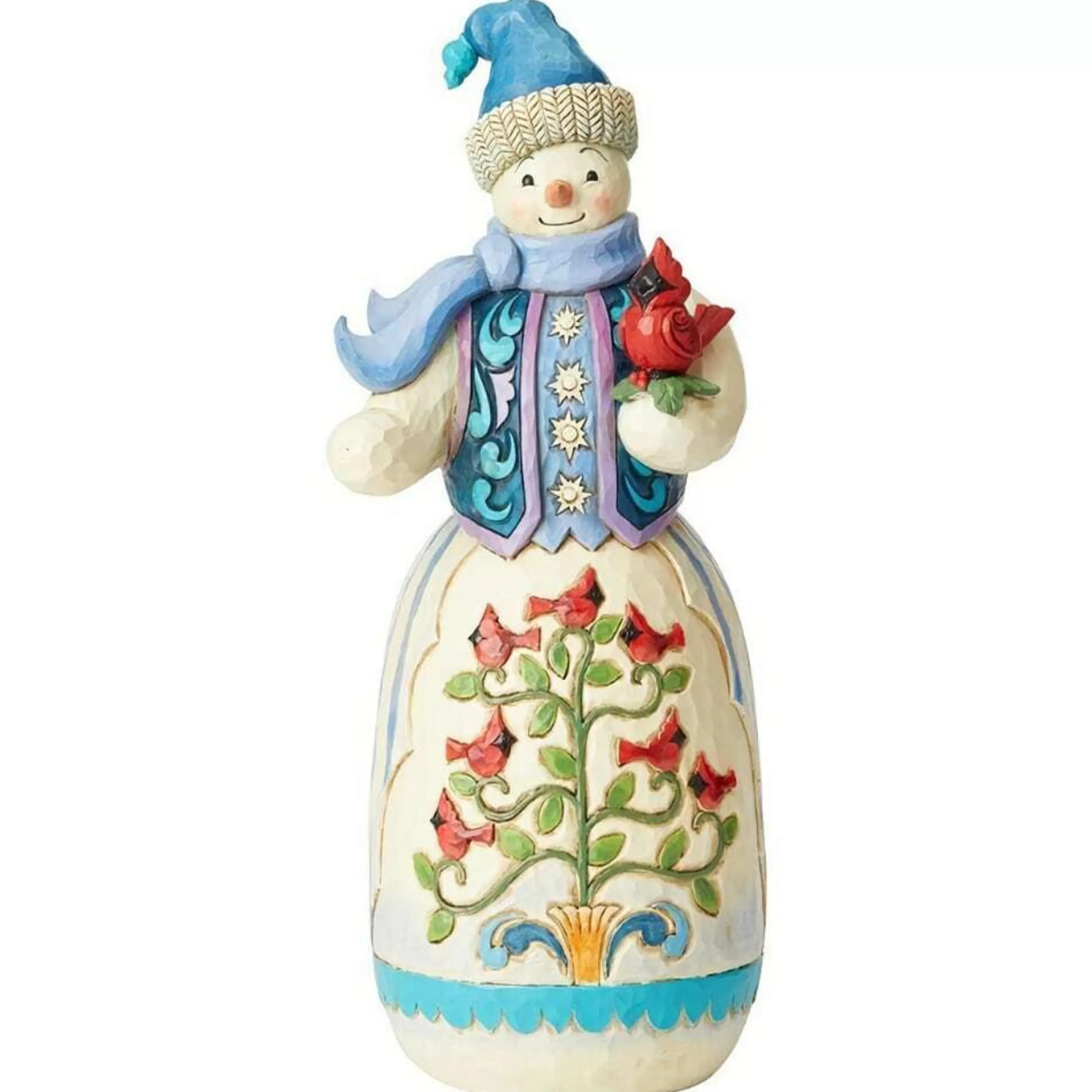 Jim Shore Table Top Decorations | Snowman With Cardinal Statue - 50Cm