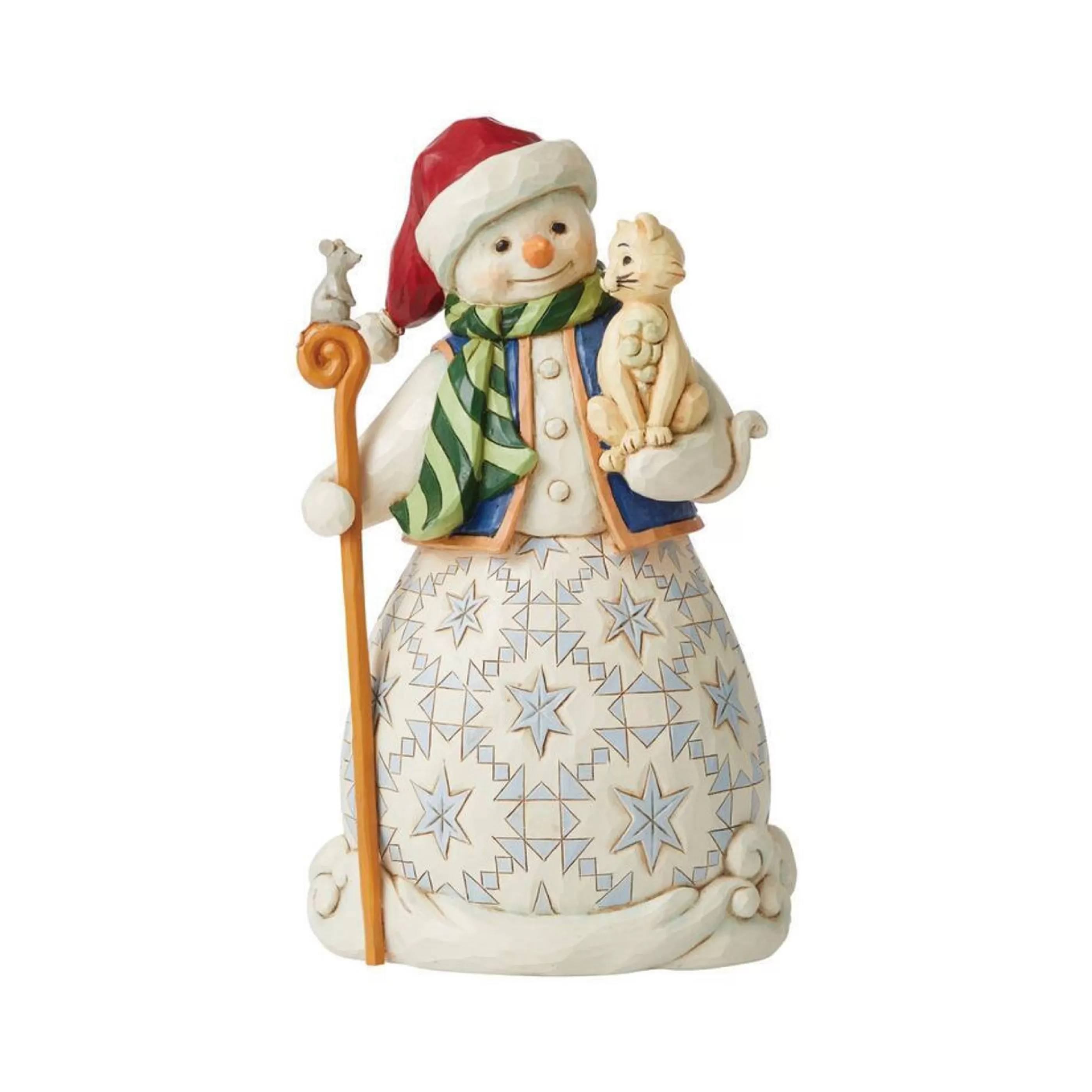 Jim Shore Table Top Decorations | Snowman With Cat - 21Cm