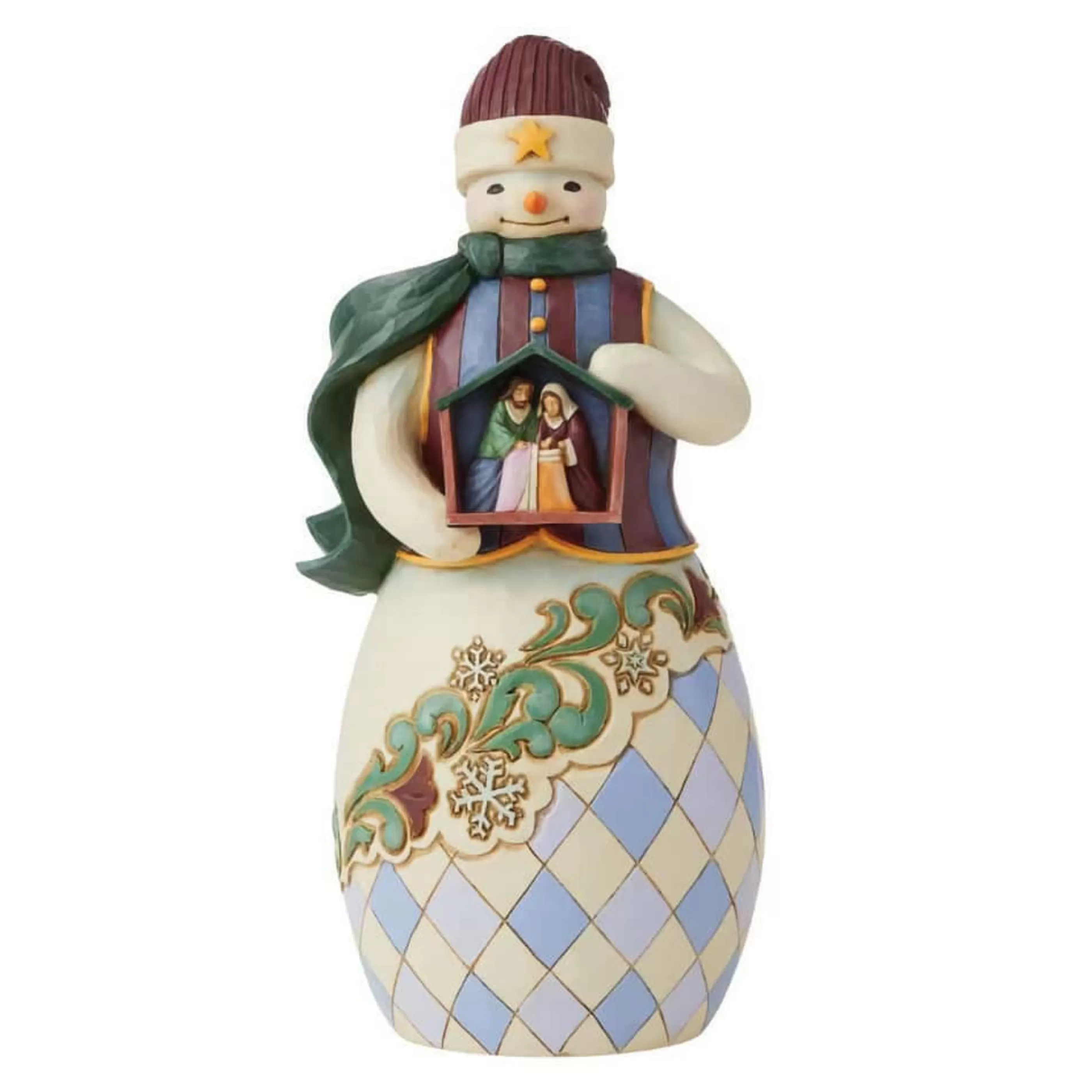 Jim Shore Table Top Decorations | Snowman With Nativity - 24Cm