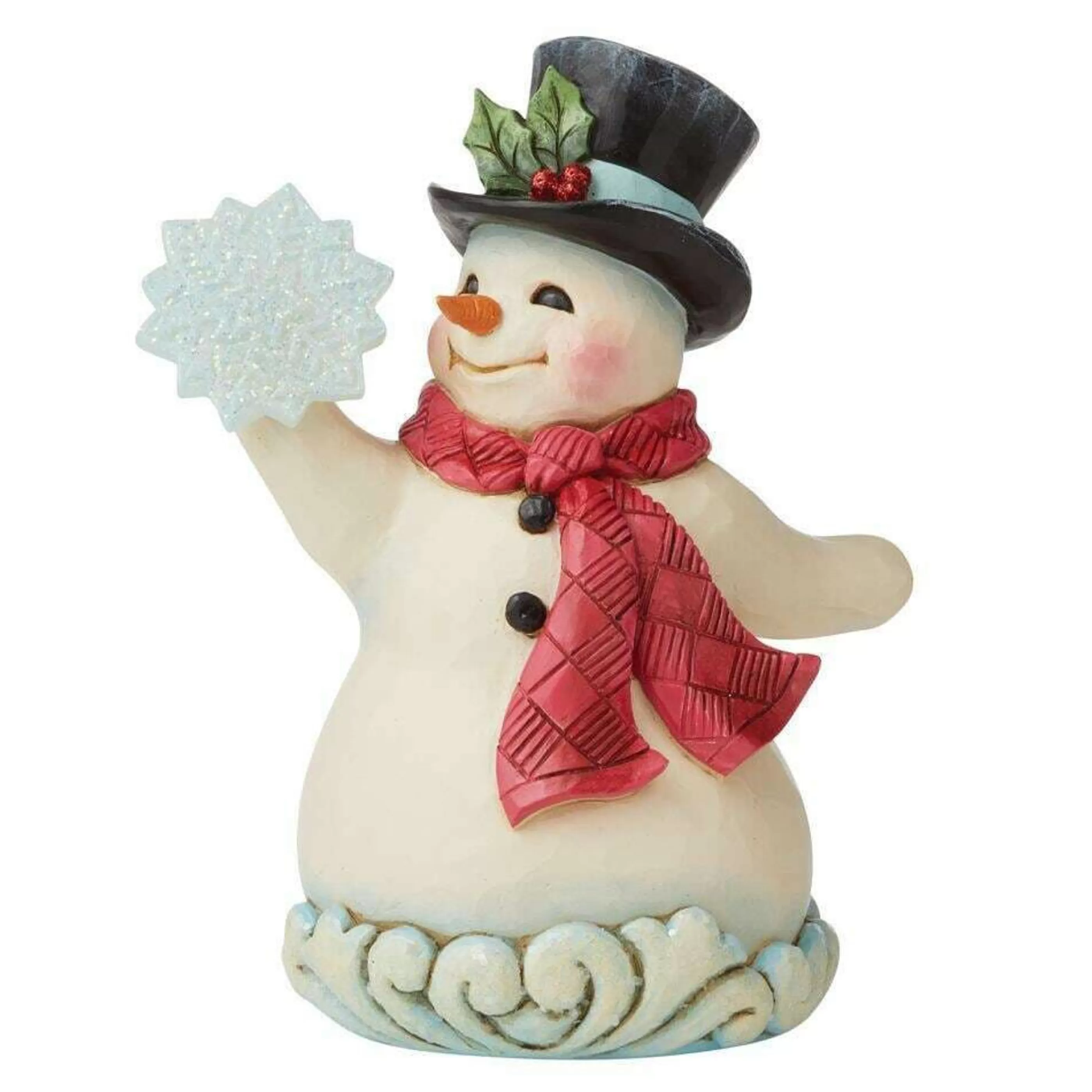 Jim Shore Table Top Decorations | Snowman With Snowflake - 14.5Cm