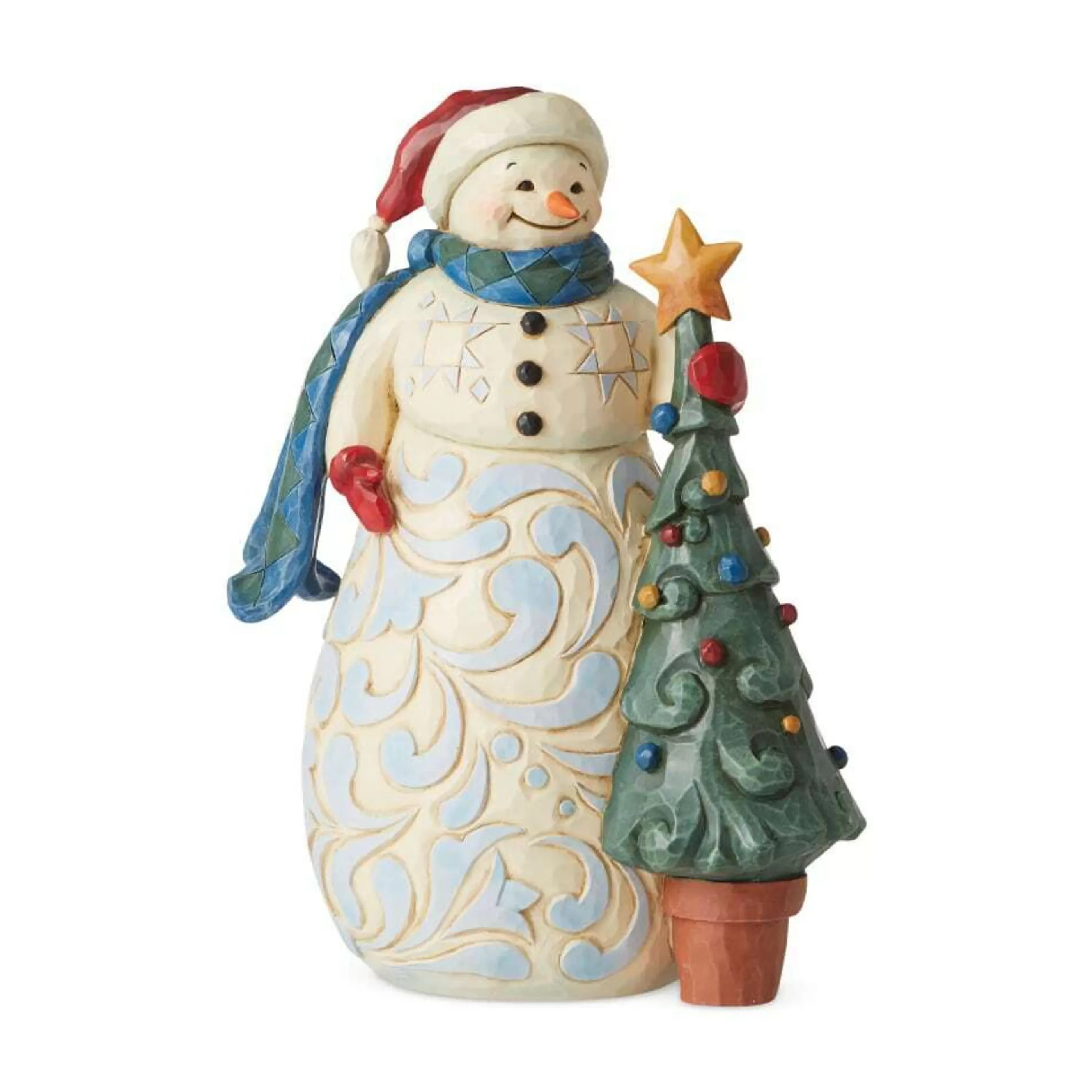 Jim Shore Table Top Decorations | Snowman With Tree - 24Cm