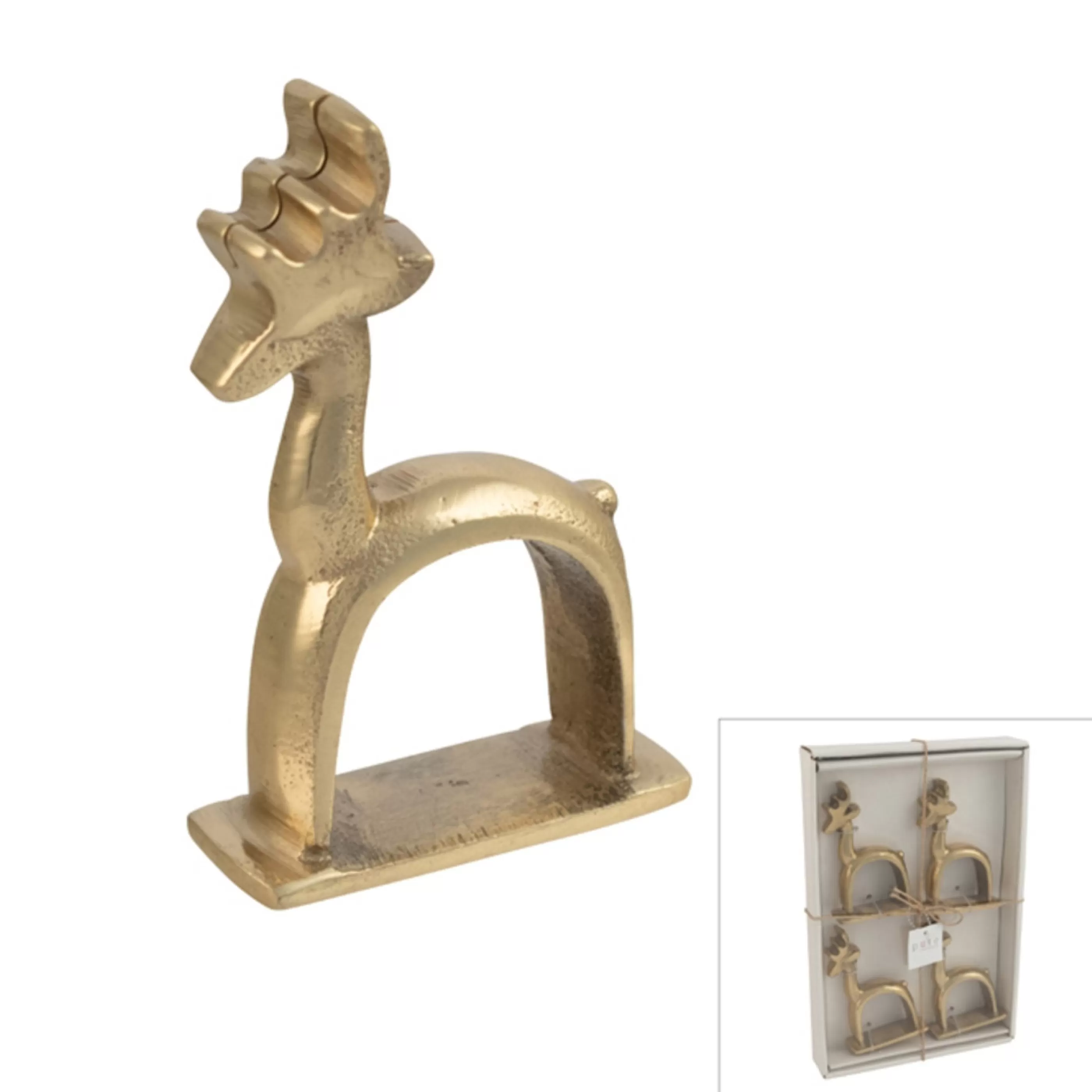 Sale * Julian Reindeer Napkin Ring Gold (Set Of 4) - 8Cm