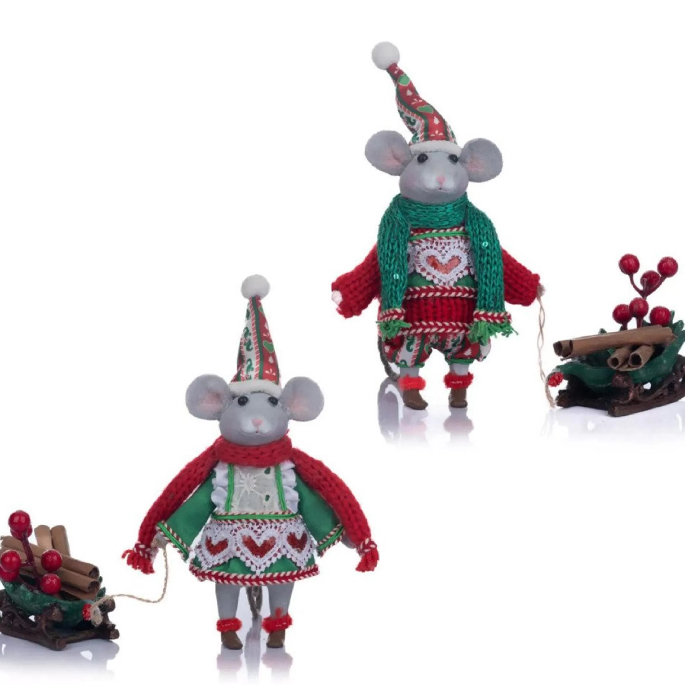 Katherines Collection Table Top Decorations | Katherines Brie And Colby Christmas Mice (2 Styles) - 16.5Cm