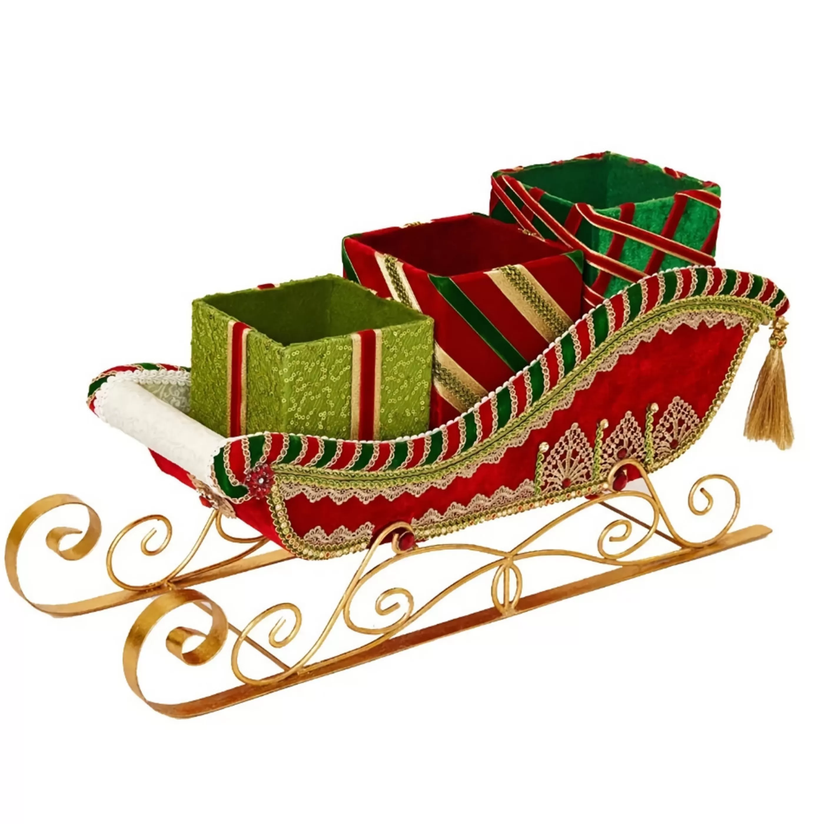 Katherines Collection Table Top Decorations | Red Sled With Gifts Serving Piece - 30.5Cm