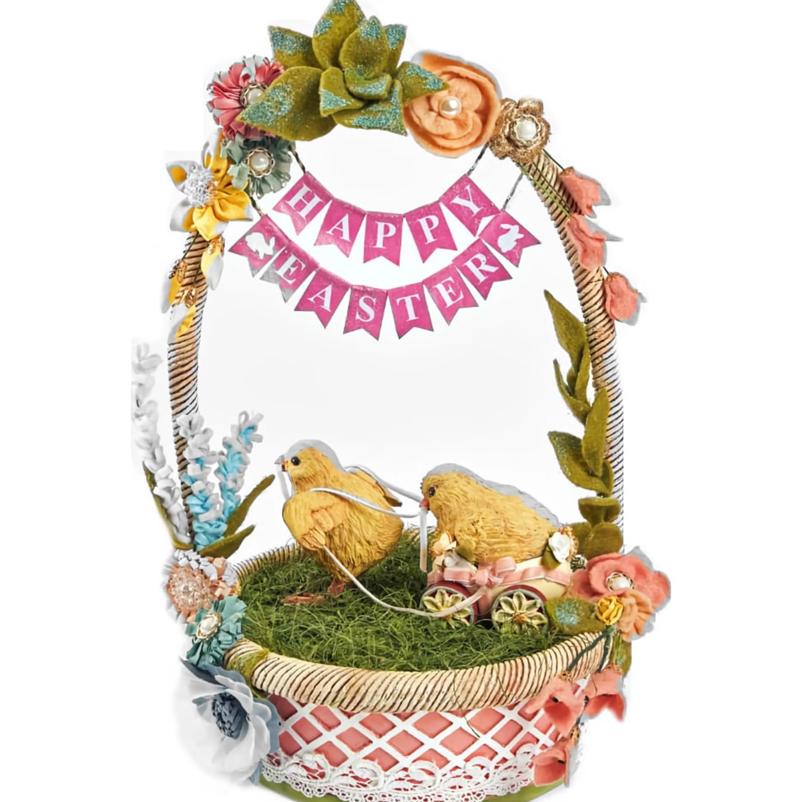 Katherines Collection Floristry | Katherines Happy Easter Basket With Chicks - 38.5Cm