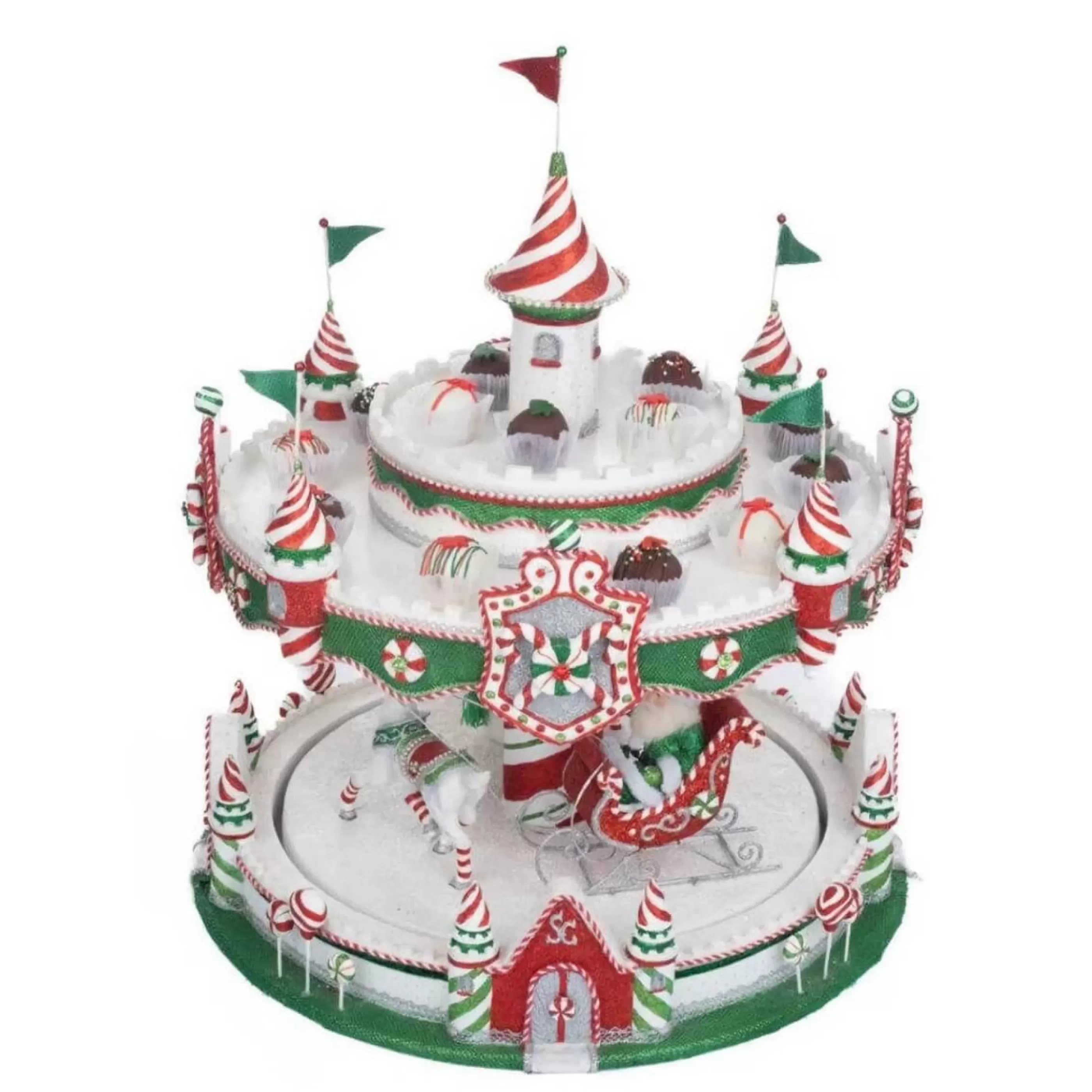 Hot Katherines Collection Katherines Peppermint Palace Carousel Cupcake Server - 51Cm