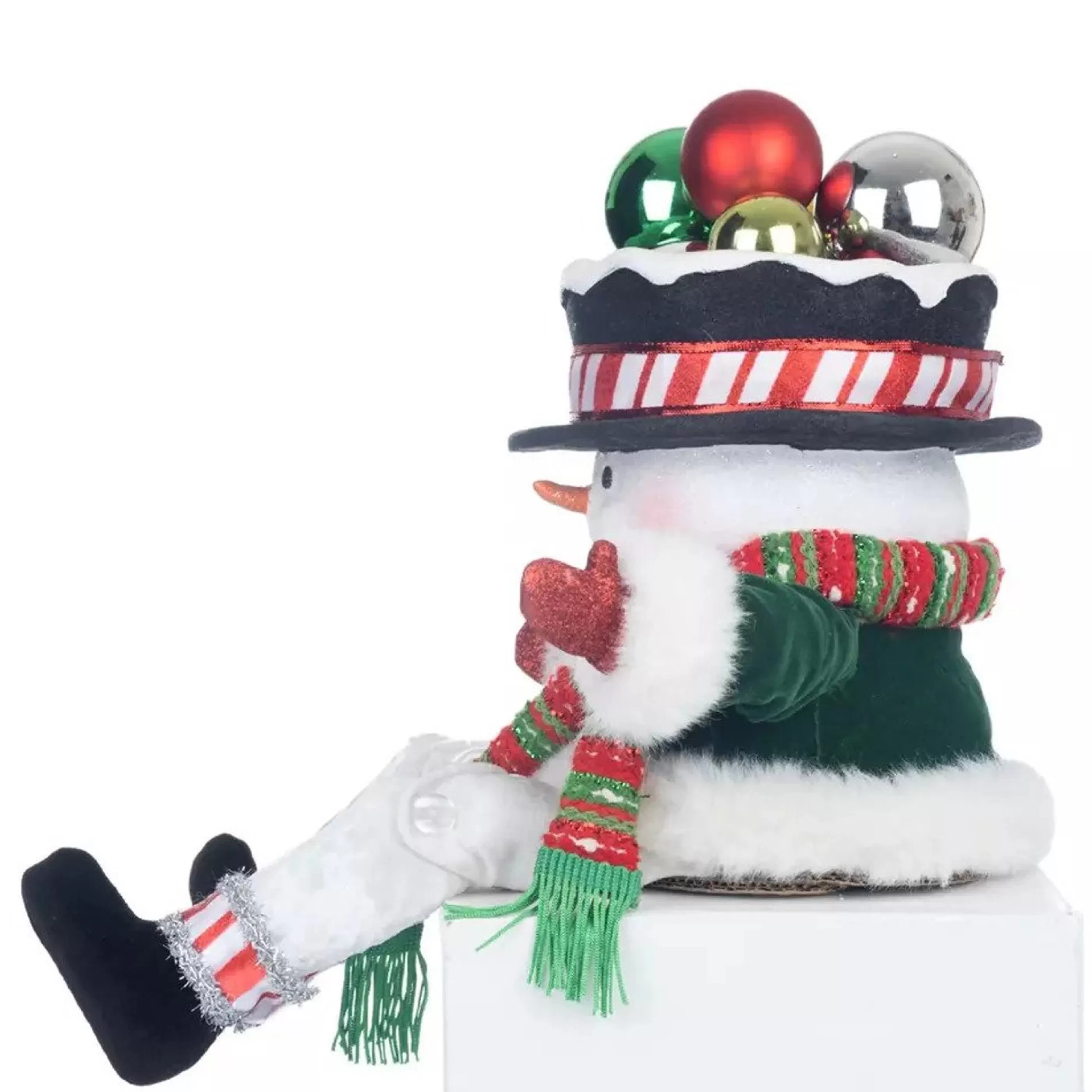 Katherines Collection Table Top Decorations | Katherines Peppermint Palace Snowman Candy Container Lanky Leg - 33.5Cm