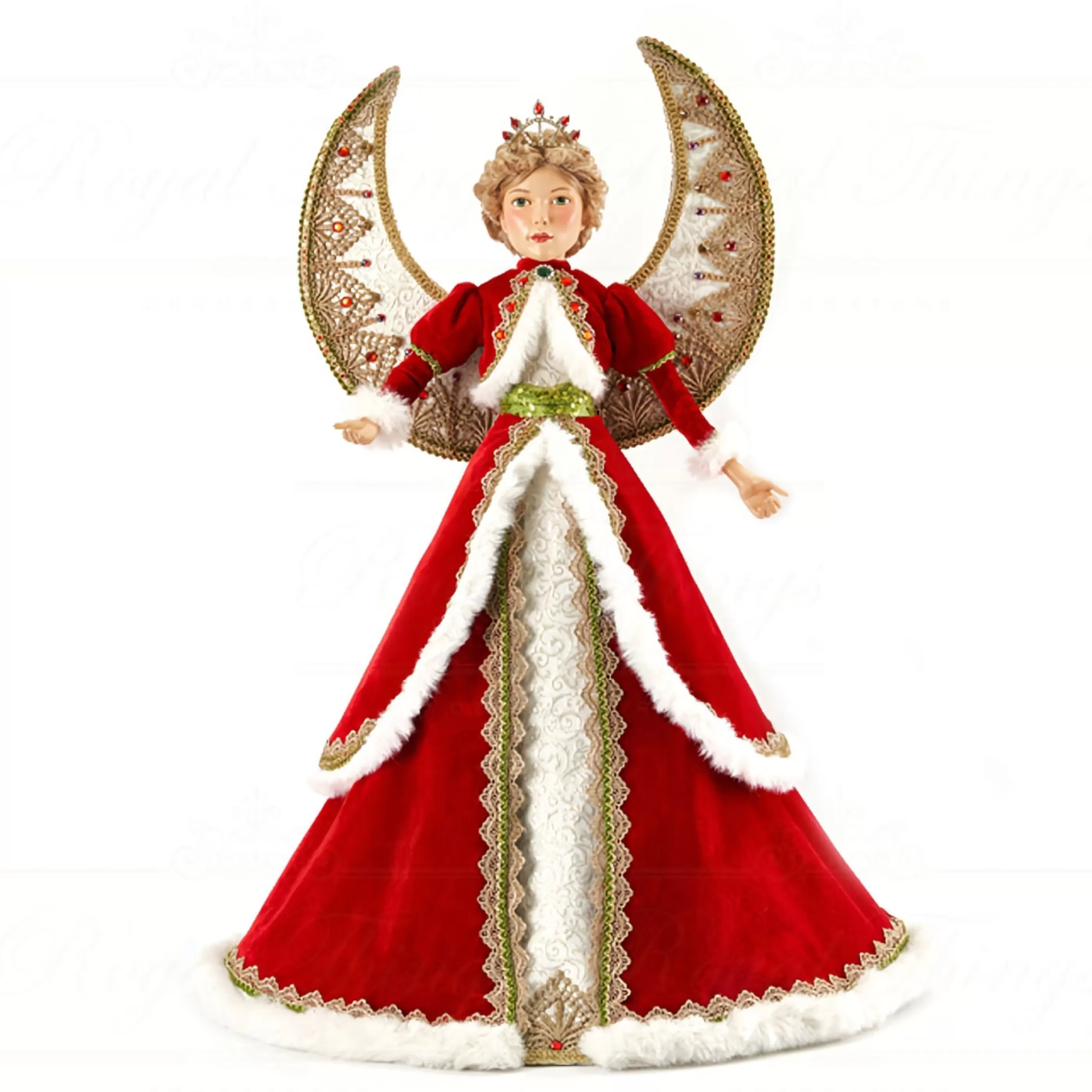 Outlet Katherines Collection Katherines Red With Gold Trim Angel - 71Cm