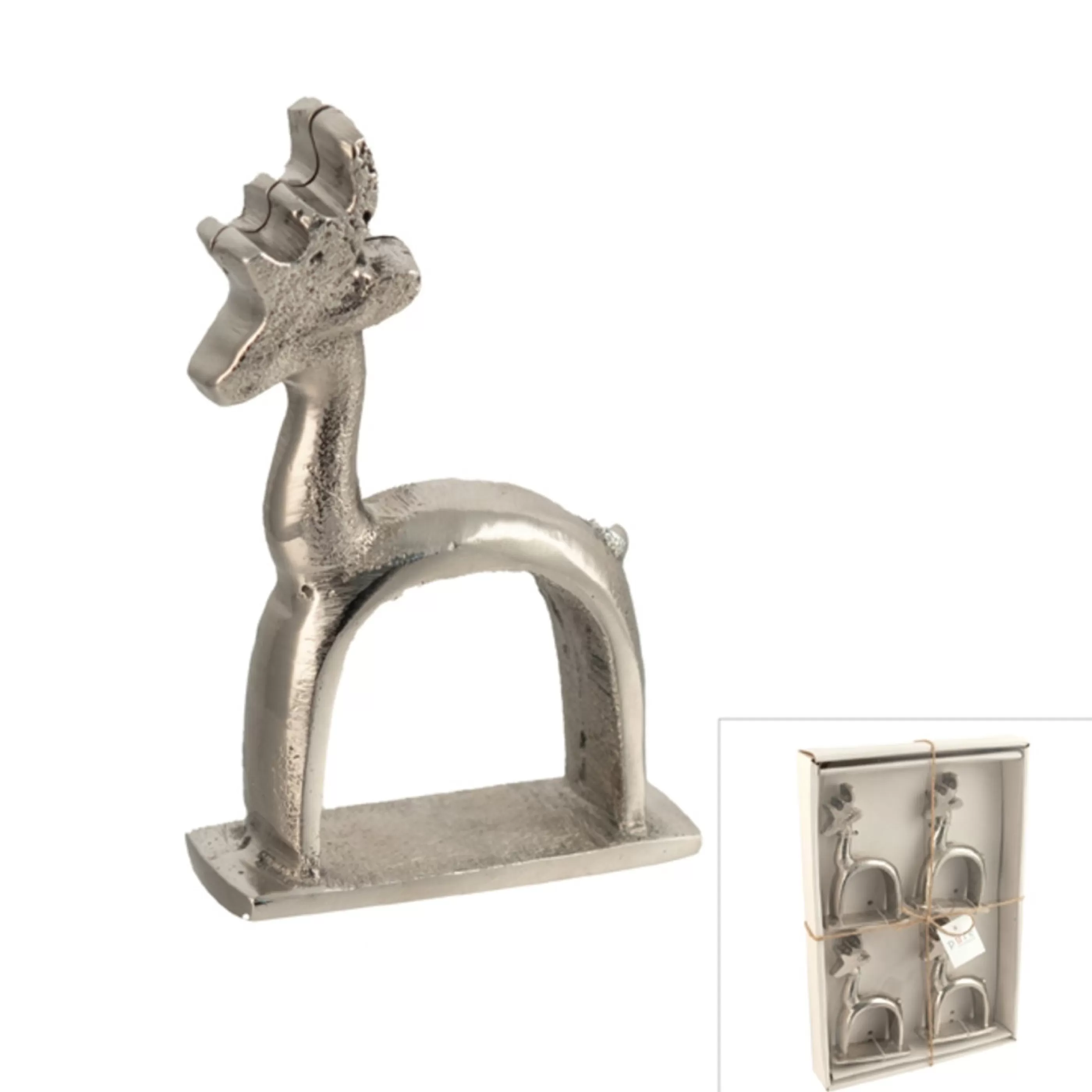 Fashion * Key's Reindeer Napkin Ring Silver (Set Of 4) - 8Cm