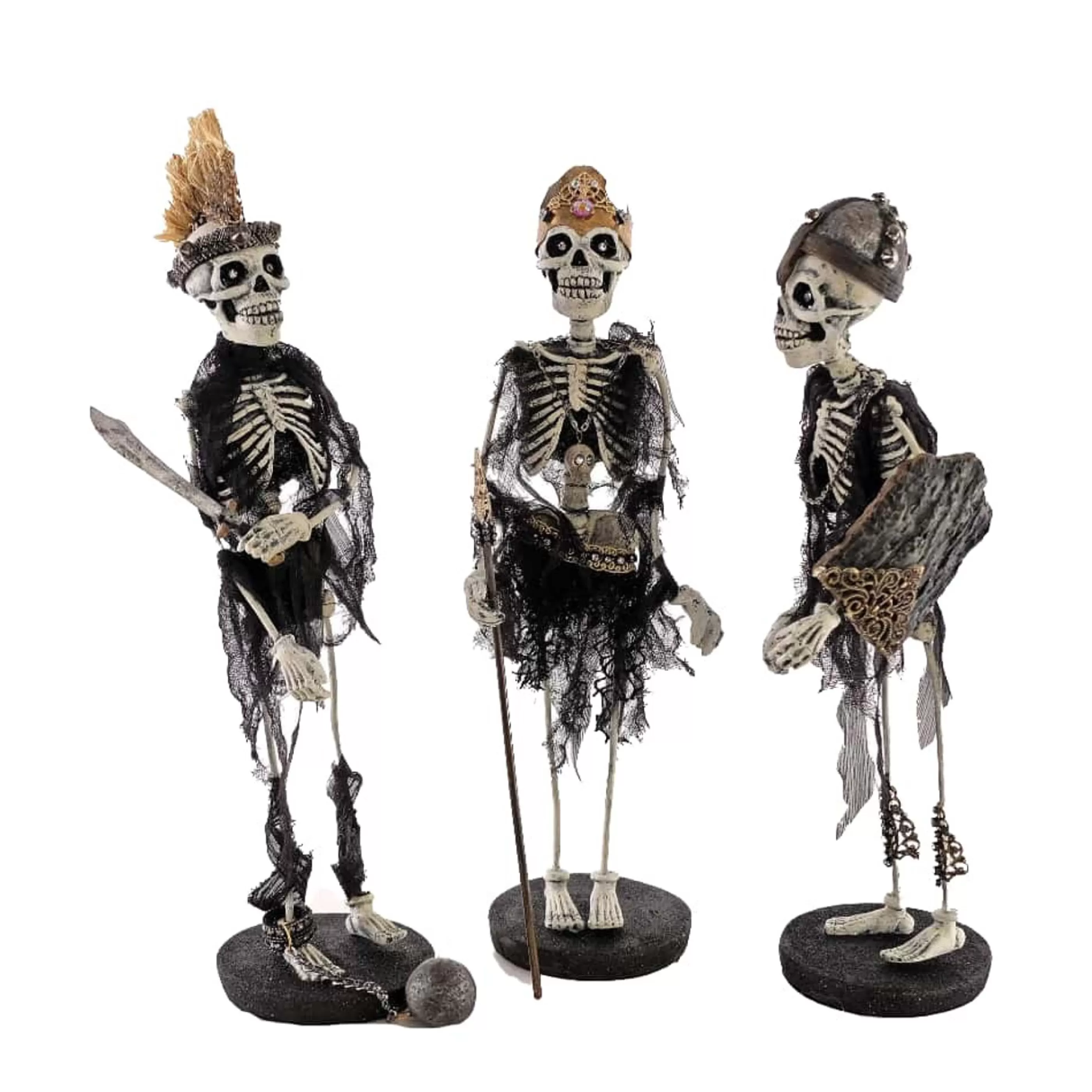 Flash Sale * Krooke King Skeleton Figure Cream And Gold - 33Cm