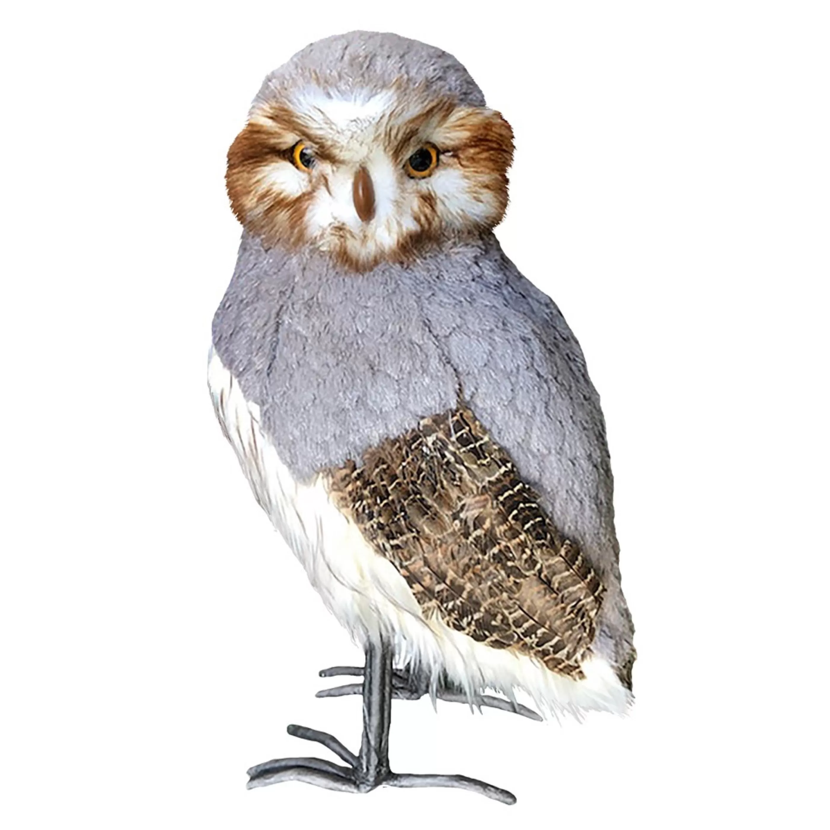 * Birds & Butterflies | Large Dark Grey Owl With Feathers - 48Cm