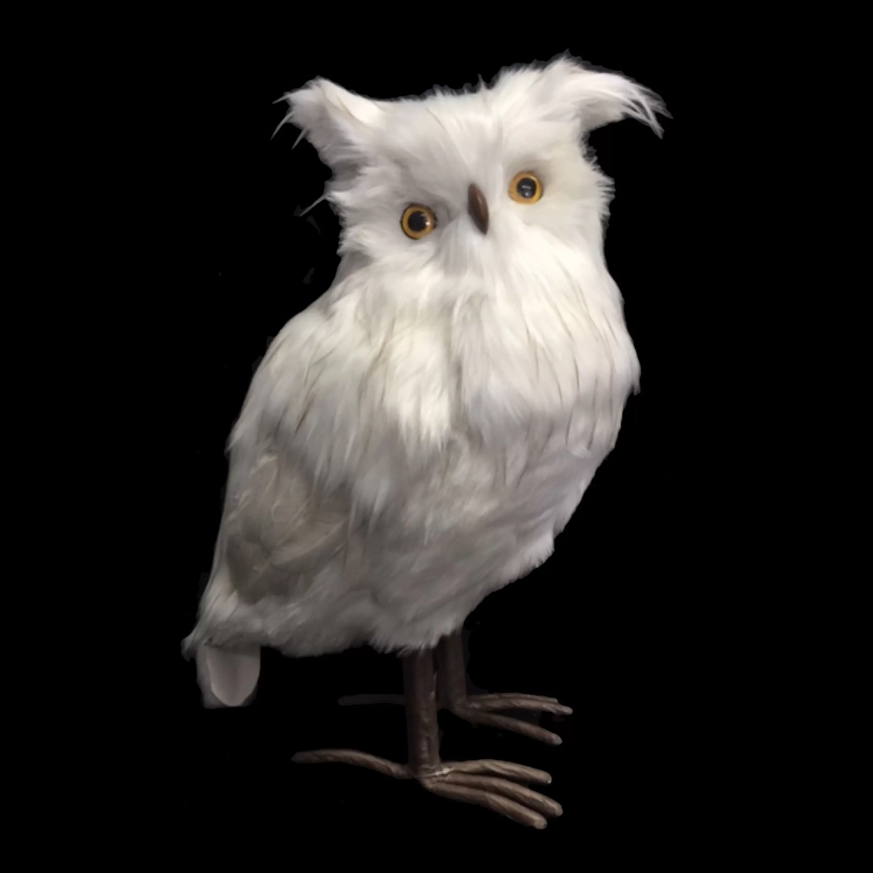 * Birds & Butterflies | Large White Feathered Owl - 48Cm