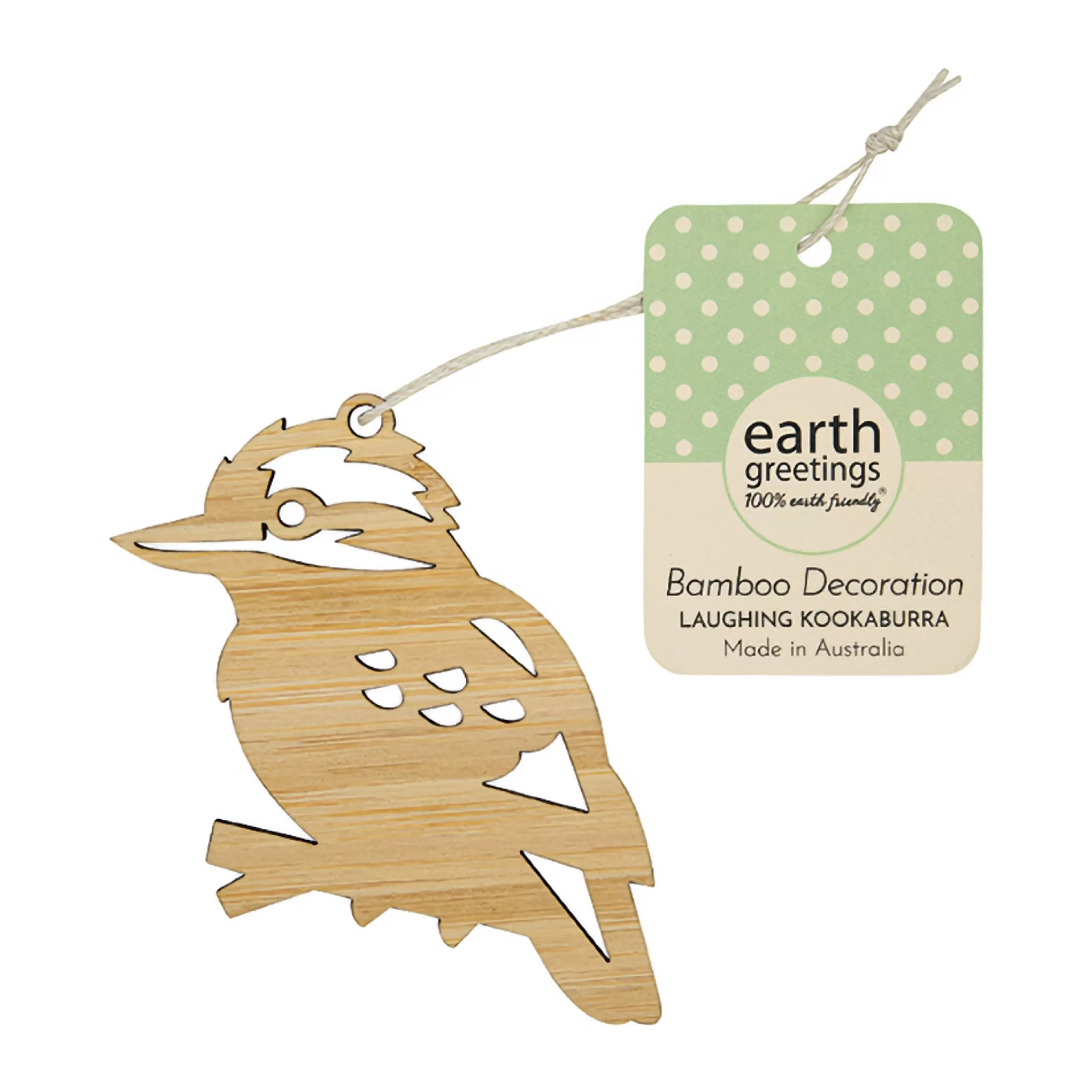 * Hanging Christmas Ornaments | Laughing Kookaburra Bamboo Decoration - 6Cm